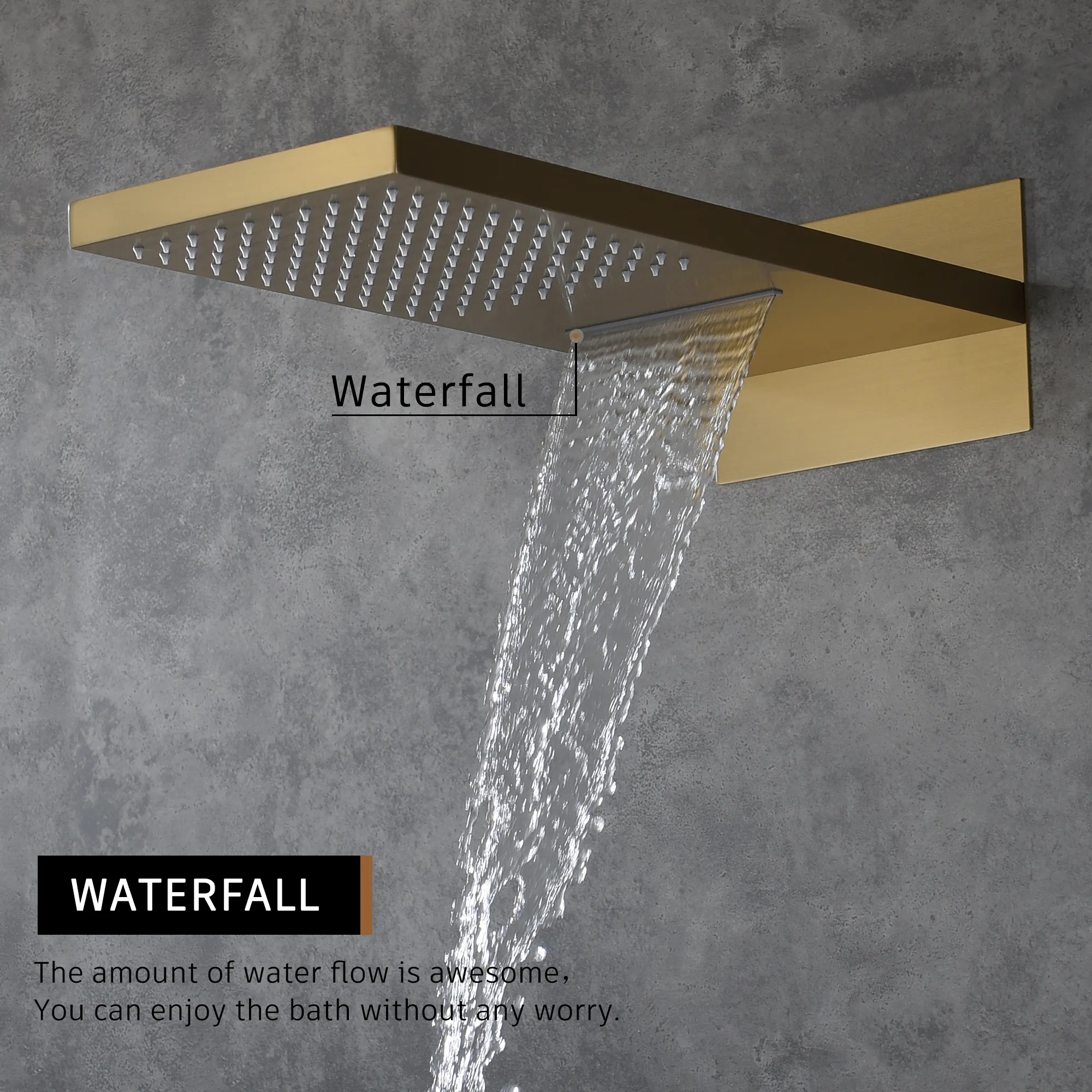 Wall Mounted Rain Shower Head in Brushed Gold