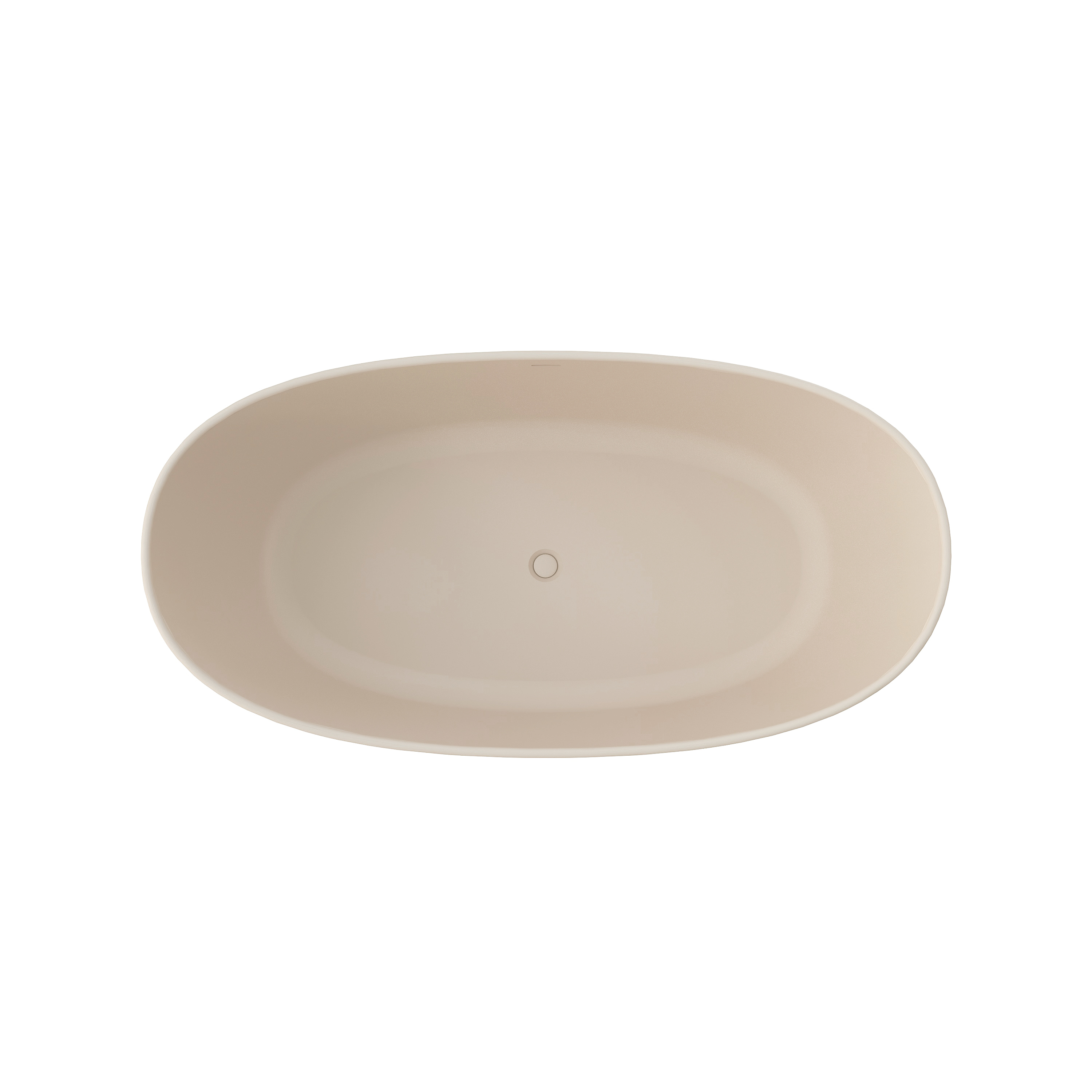 65" Double-Ended Freestanding Solid Surface Bathtub with Modern Cream-Style Soaking