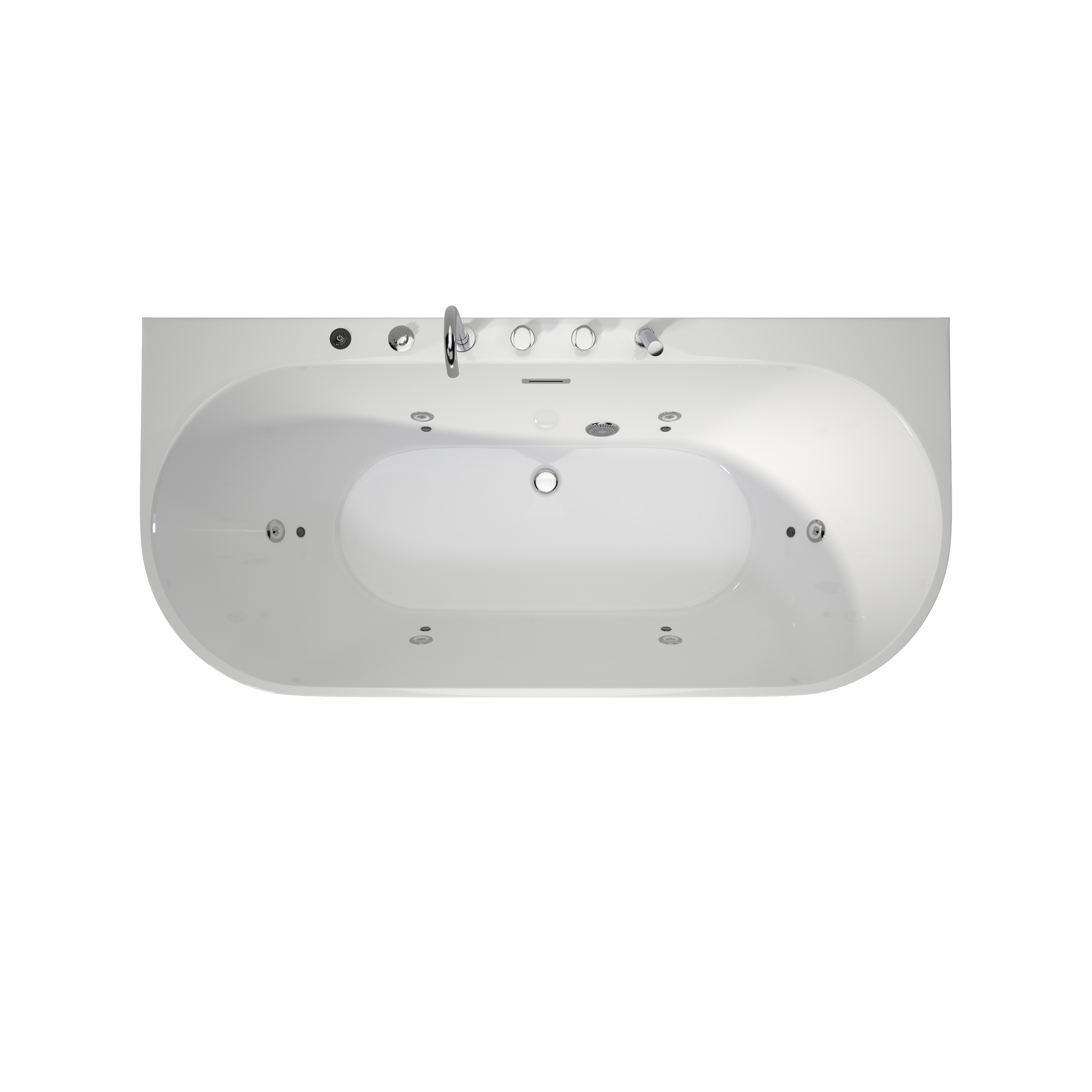 63" Acrylic Freestanding Whirlpool Bathtub with 6 Jets and 7-Color LED Light