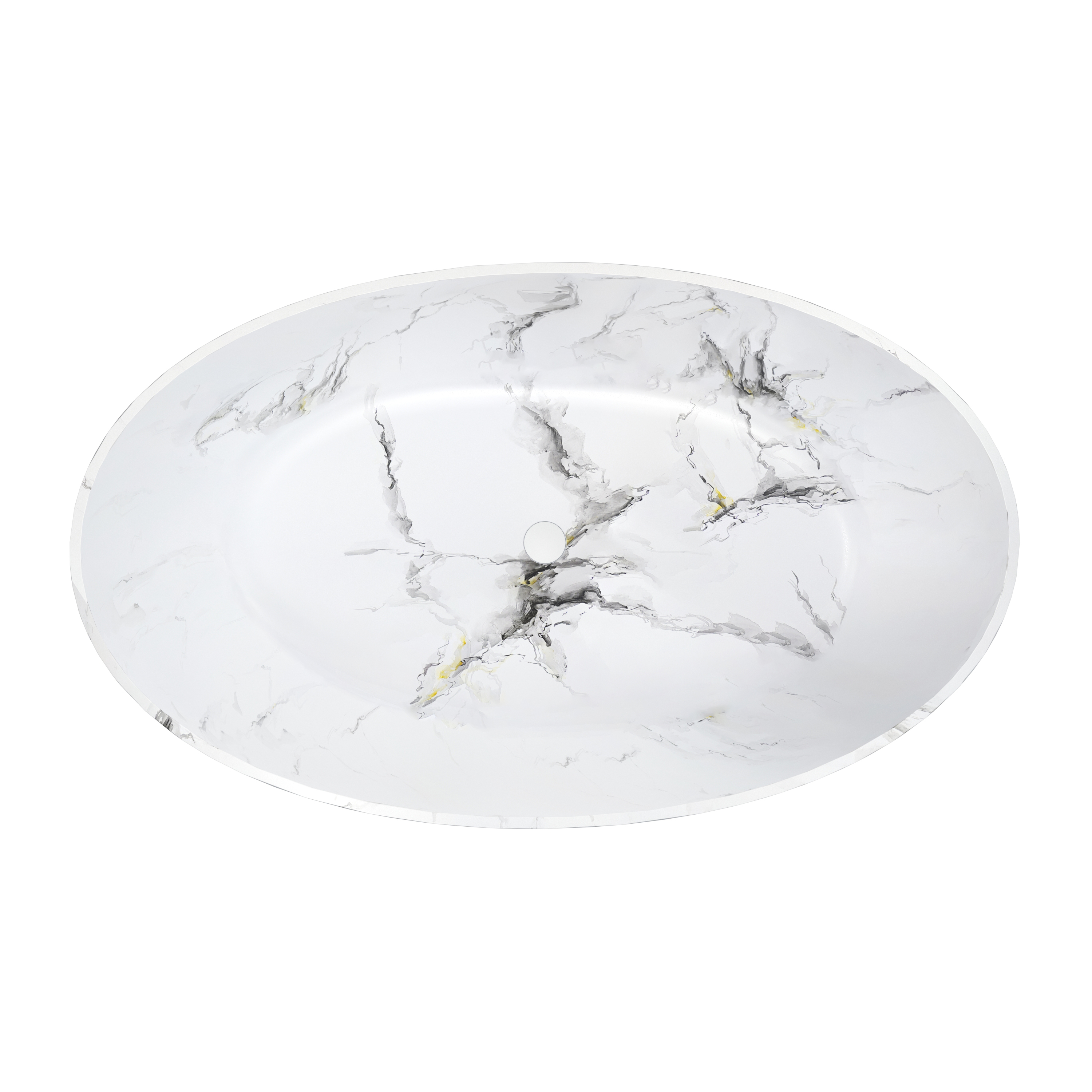 63" Artistic Marble Sculptural Solid Surface Freestanding Soaking Bathtub