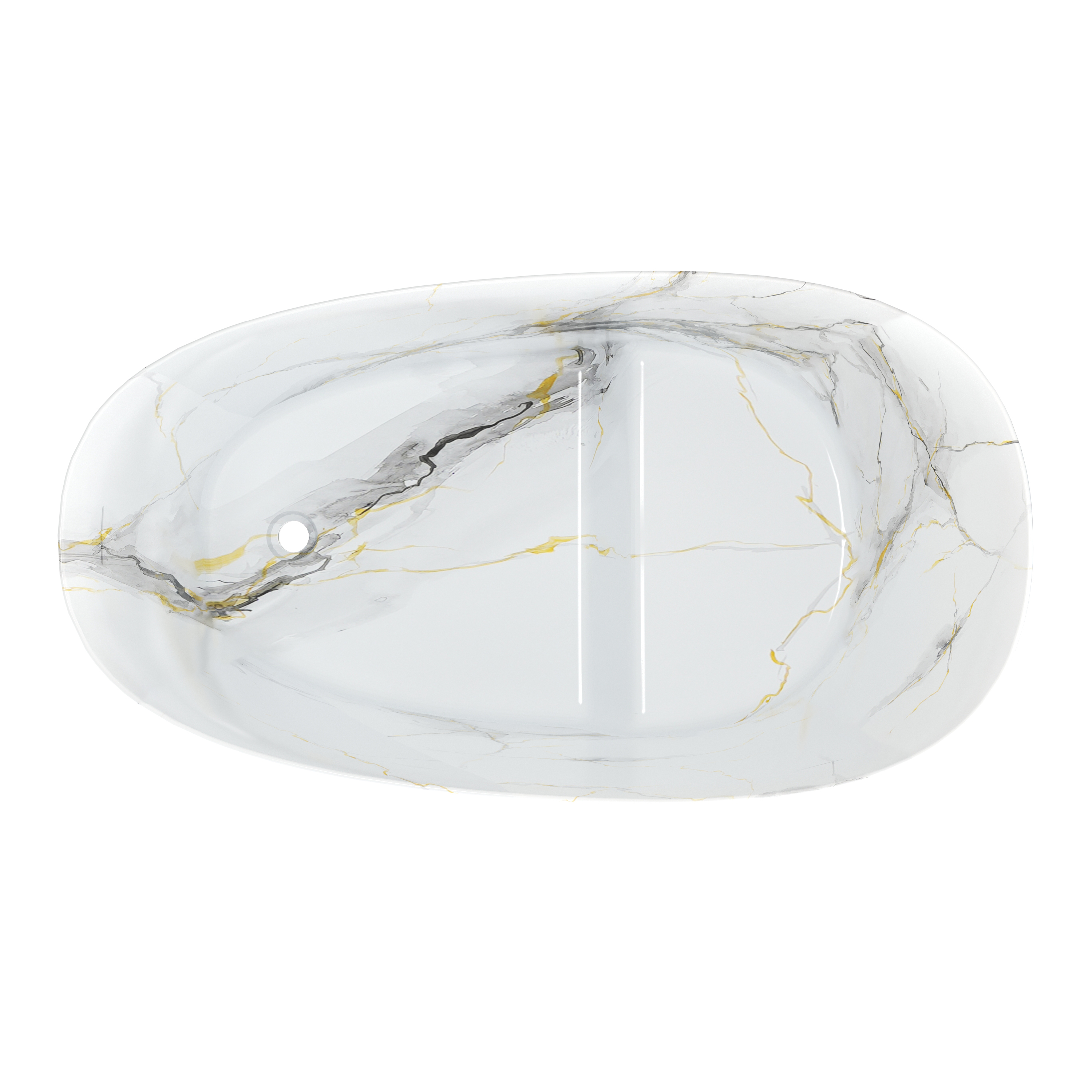 51" Freestanding Solid Surface Soaking Tub with Built-In Seat in Wood Grain & Marble Finish