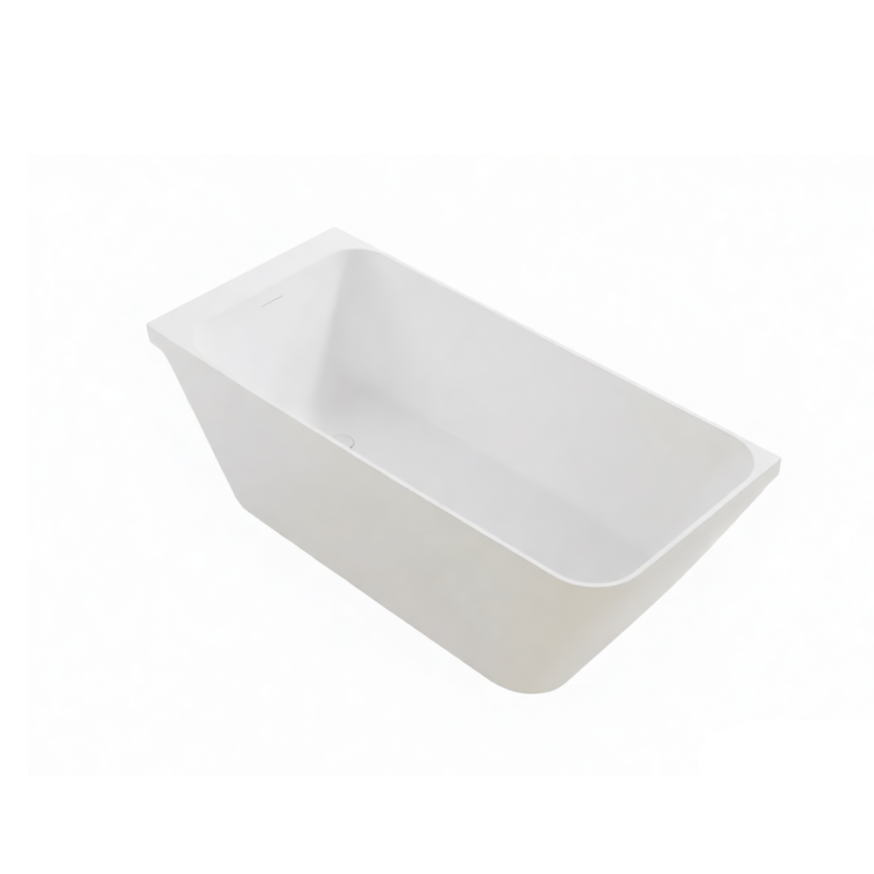59" Alcove Solid Surface Soaking Bathtub with Left Overflow and Drain