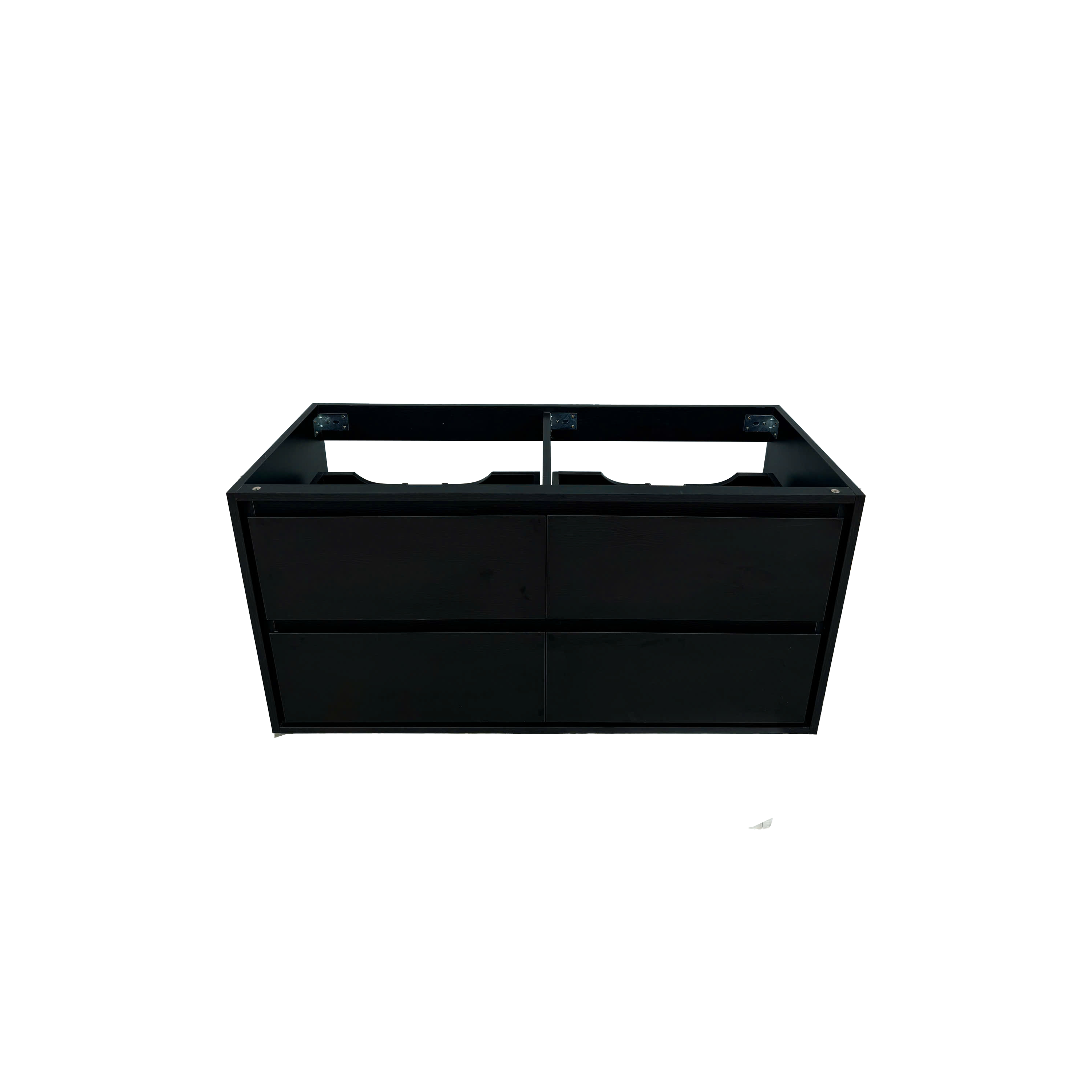 48" Matte Black Wall-mount Bathroom Vanity with Double Sink & Marble Top