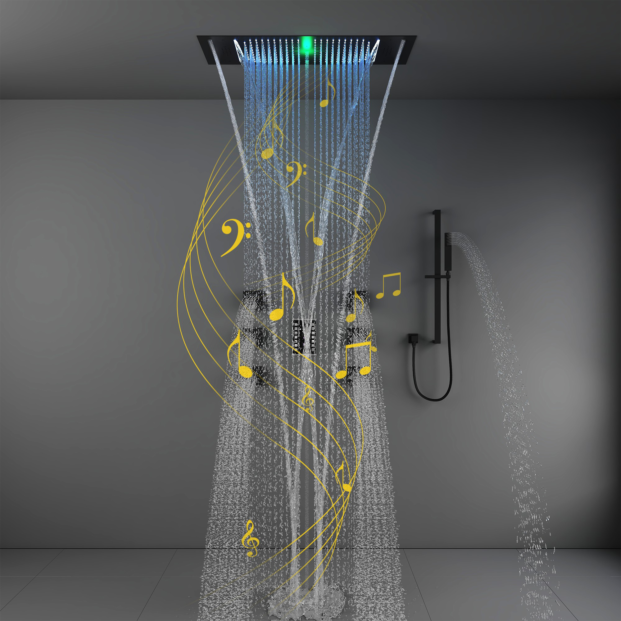 35" x 12" 6-Function Thermostatic Shower System with Digital Touch Screen & LED Lights