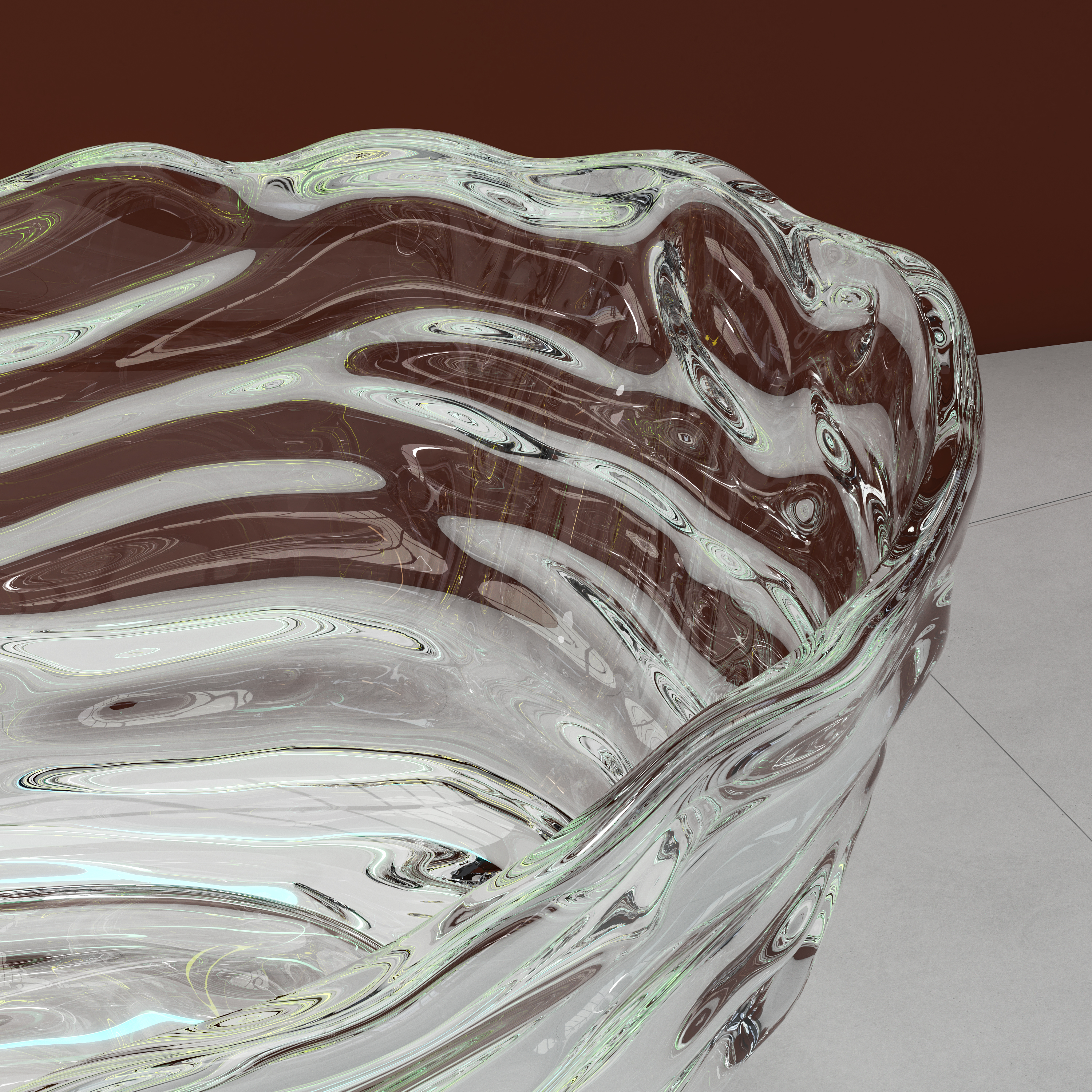 69" Sculptural Transparent Resin Freestanding Soaking Bathtub 