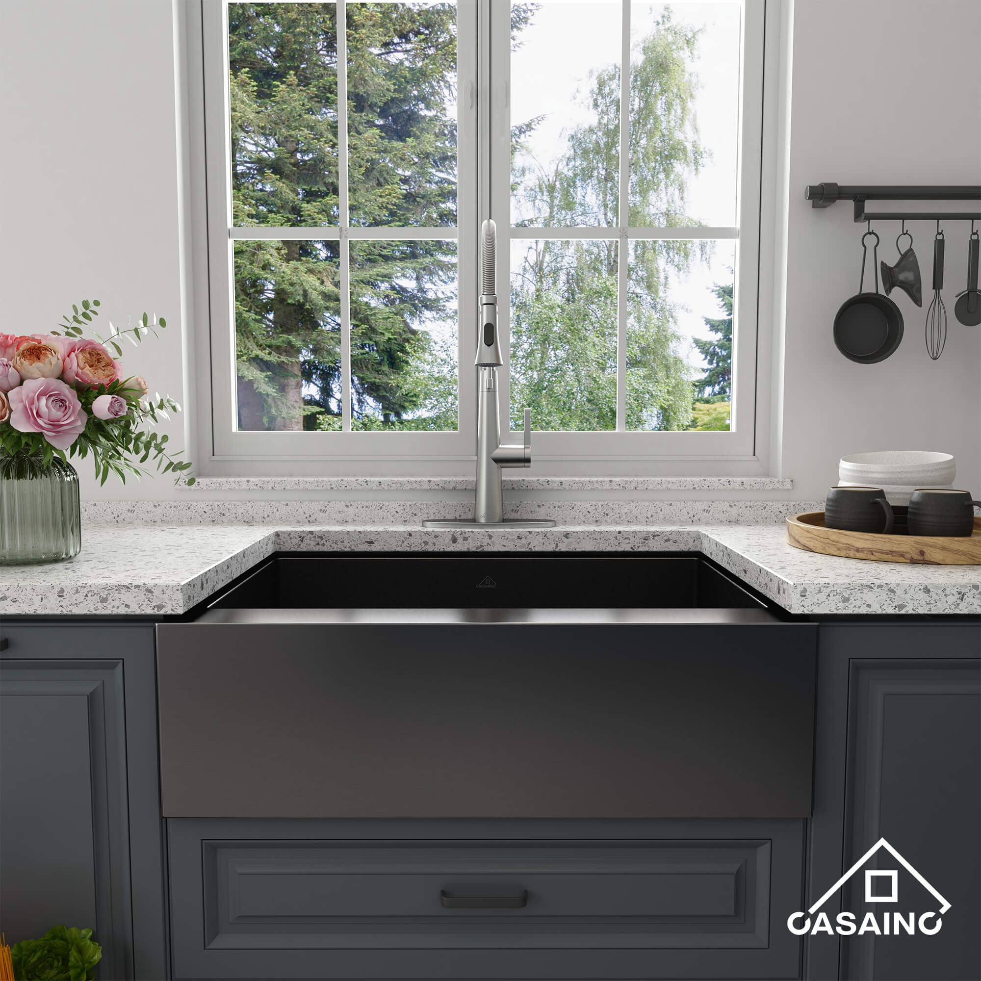 30"/33"/36" Premium 304 Stainless Steel Sink with PVD Finish with Quick Drainage & Silent Noise Reduction, Easy to Clean & Stylish