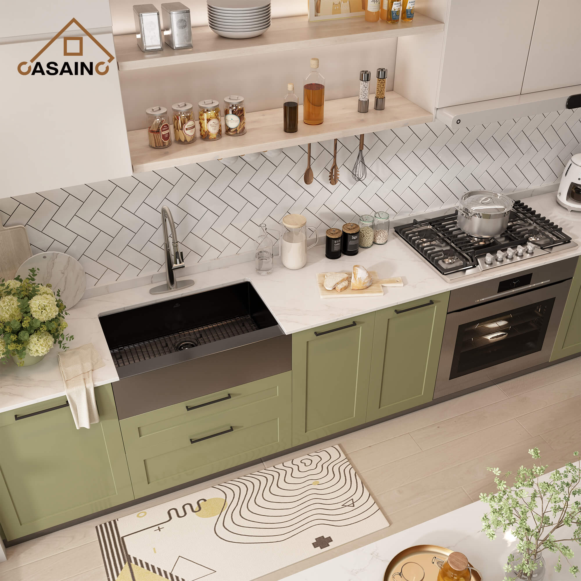 30"/33"/36" Premium 304 Stainless Steel Sink with PVD Finish with Quick Drainage & Silent Noise Reduction, Easy to Clean & Stylish