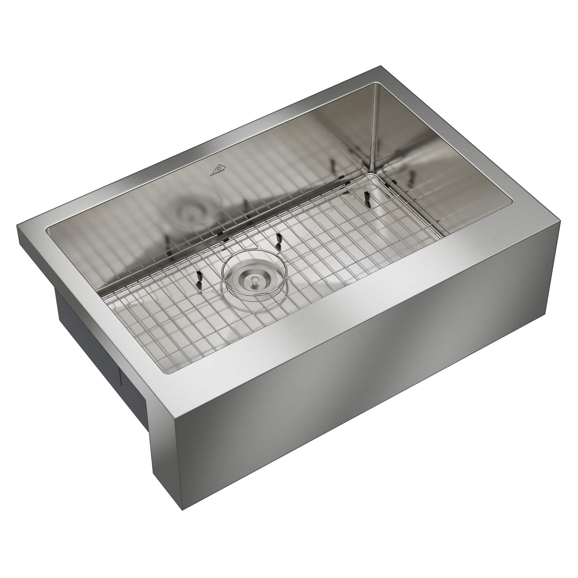 30"/33"/36" Premium All-in-One Deep Basin 304 Stainless Steel Kitchen Sink with Drain Rack,Golden R10 Radius, Smart Drainage, Noise Reduction Features,Innovative X-Shaped Drainage Steel Sink