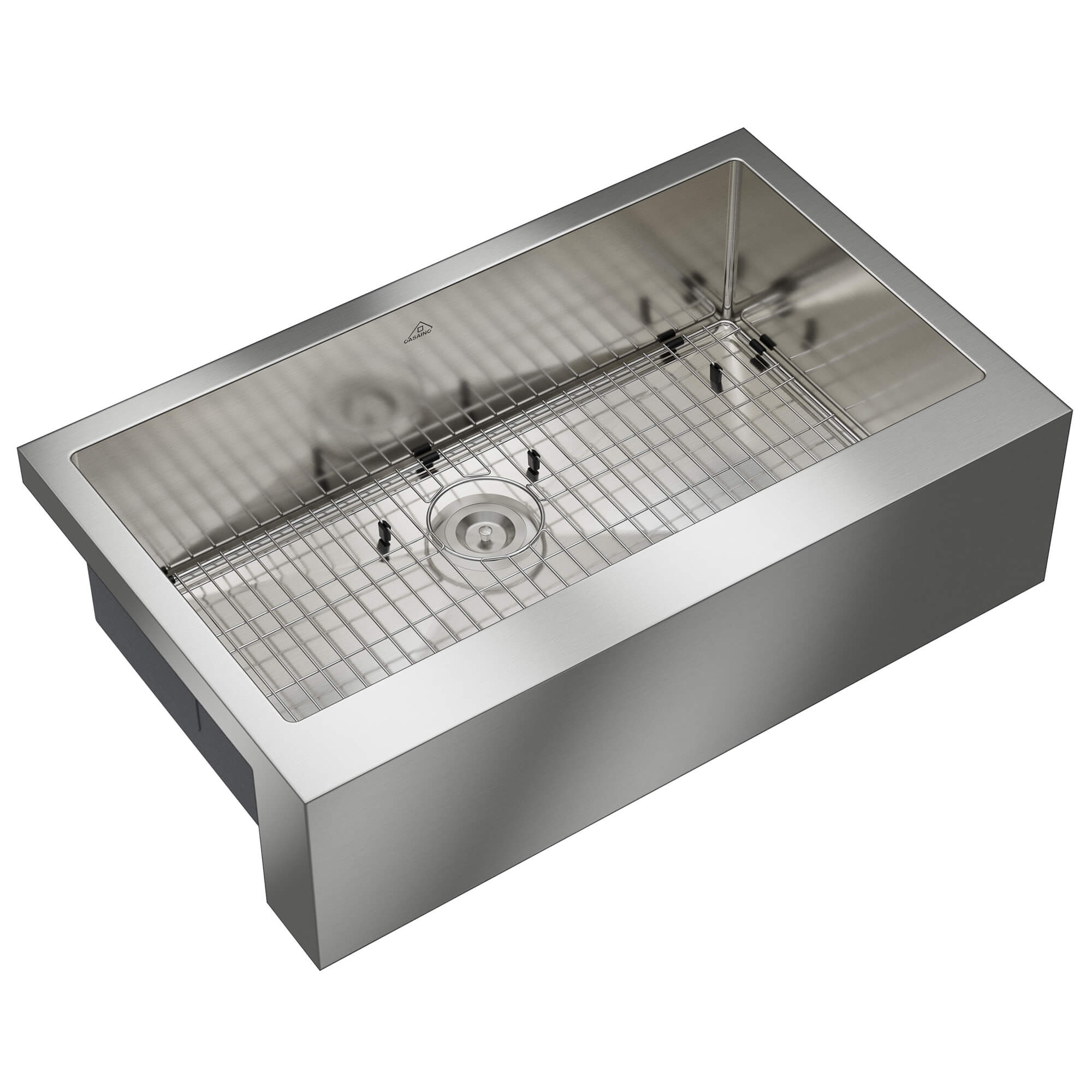 30"/33"/36" Premium All-in-One Deep Basin 304 Stainless Steel Kitchen Sink with Drain Rack,Golden R10 Radius, Smart Drainage, Noise Reduction Features,Innovative X-Shaped Drainage Steel Sink