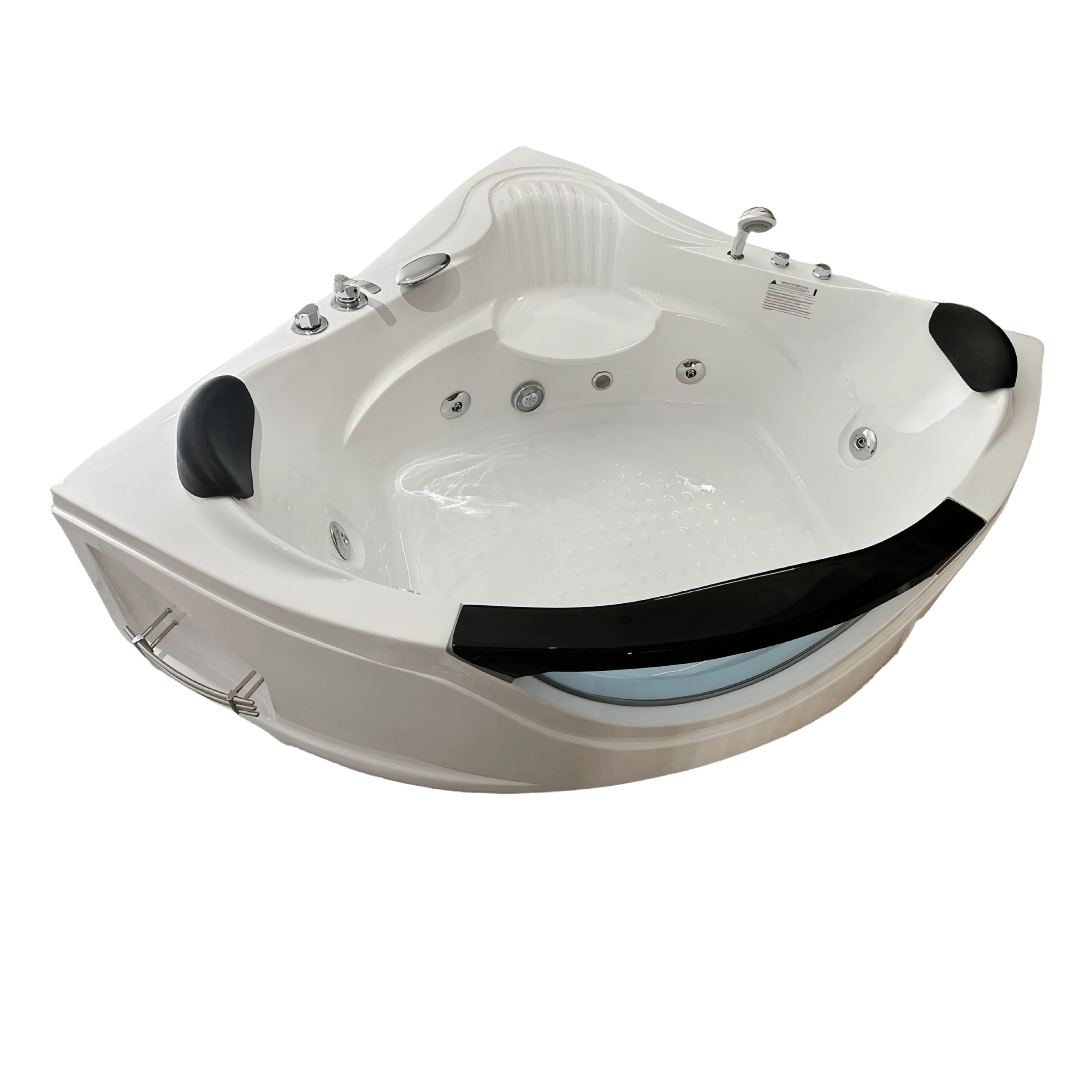 59" Corner Whirlpool Massage Bathtub for 2 Persons with Hydrotherapy Jets & LED Mood Lighting