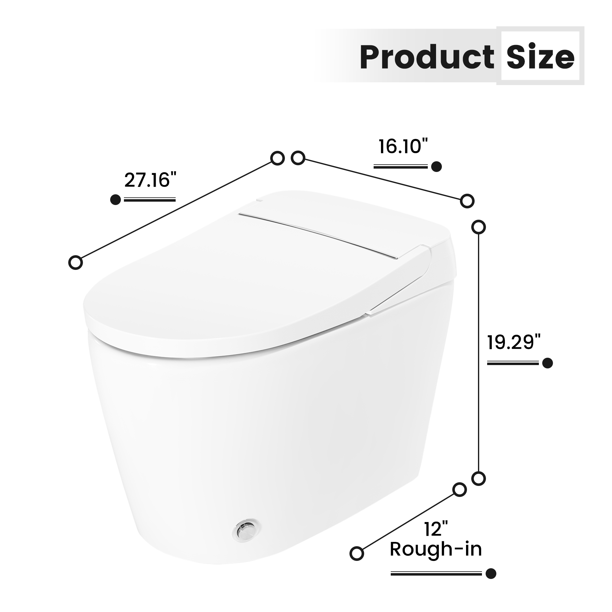 Antibacterial Ceramic Smart Bidet Toilet with Heated Seat & Built-In Deodorizer