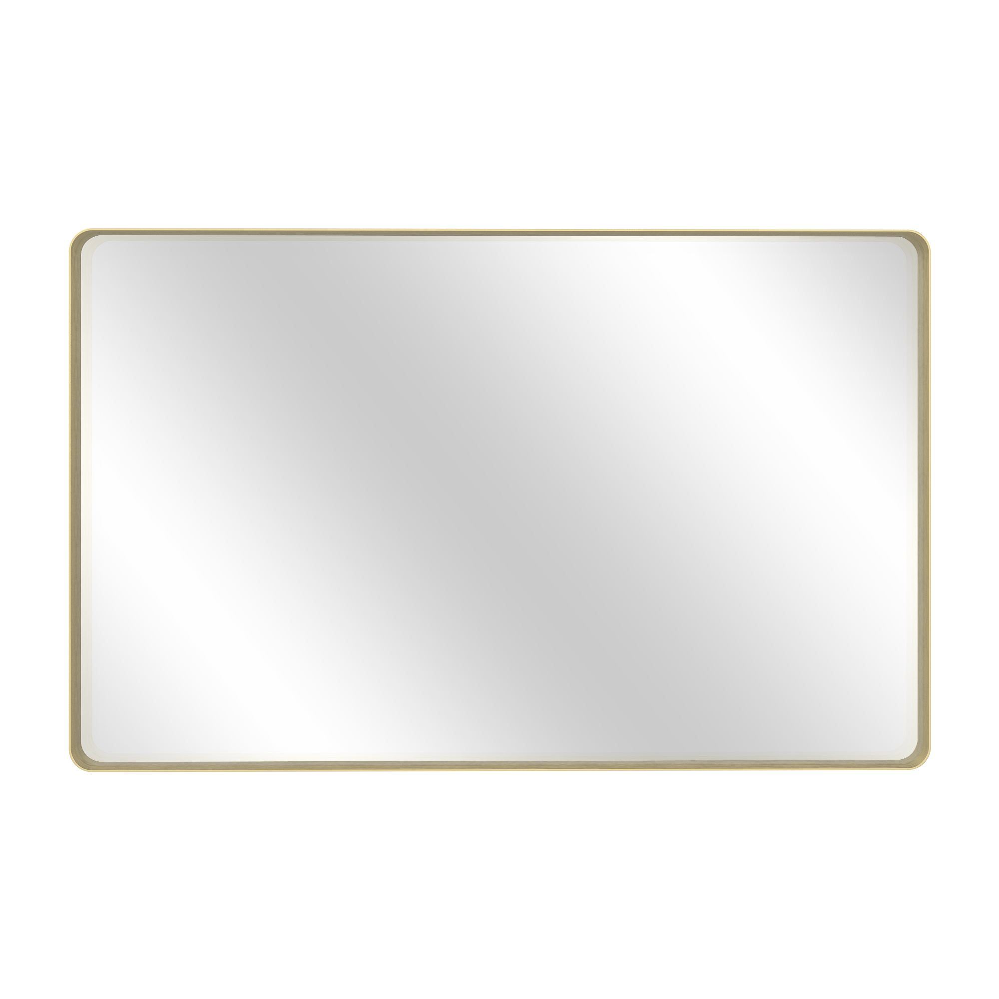 Tempered Glass Wall-Mounted Mirror with Gold Metal Frame