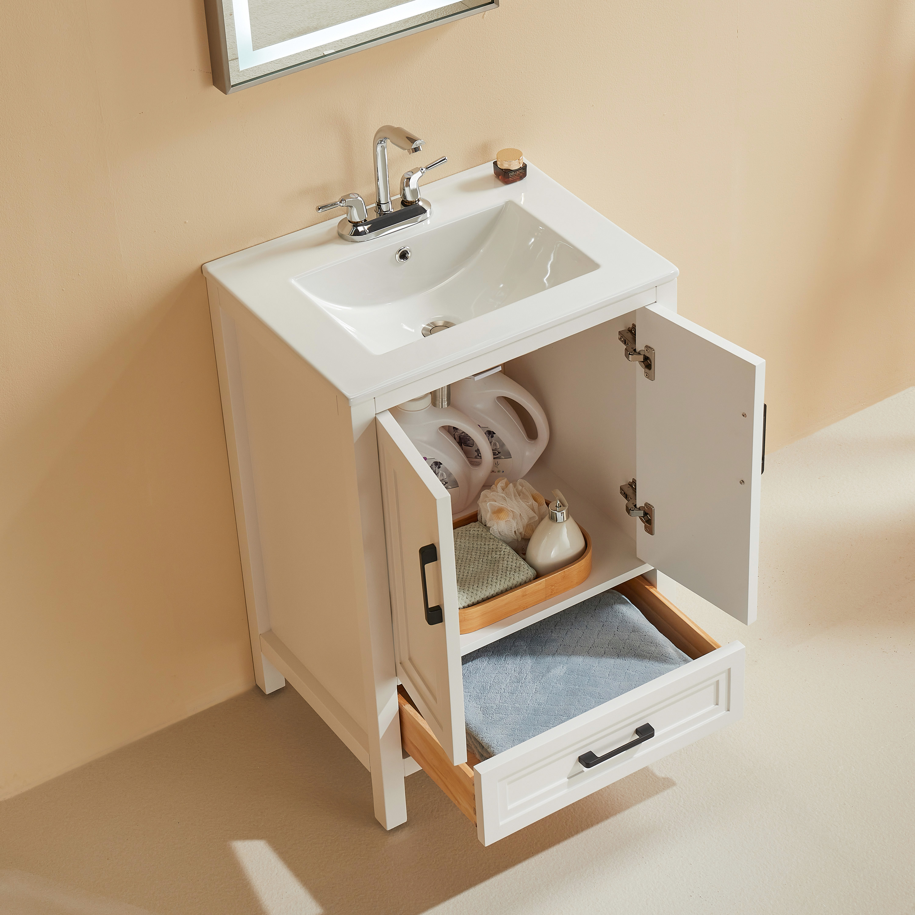 Fully Assembled 18"-60" Freestanding Bathroom Vanity with Integrated Top