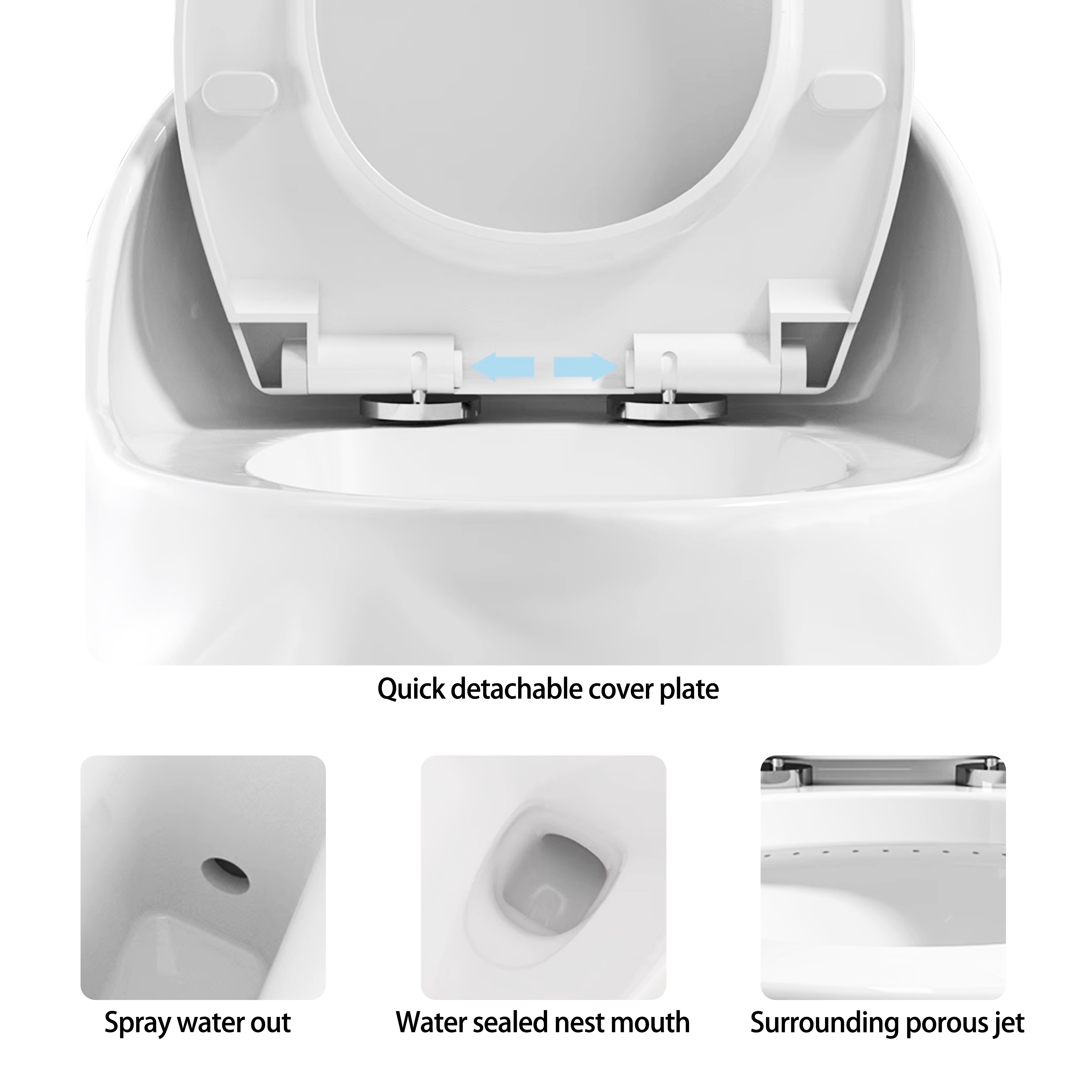 Egg Shape 1-Piece Toilet in Glossy White/Black with 1.28 GPF Single Flush