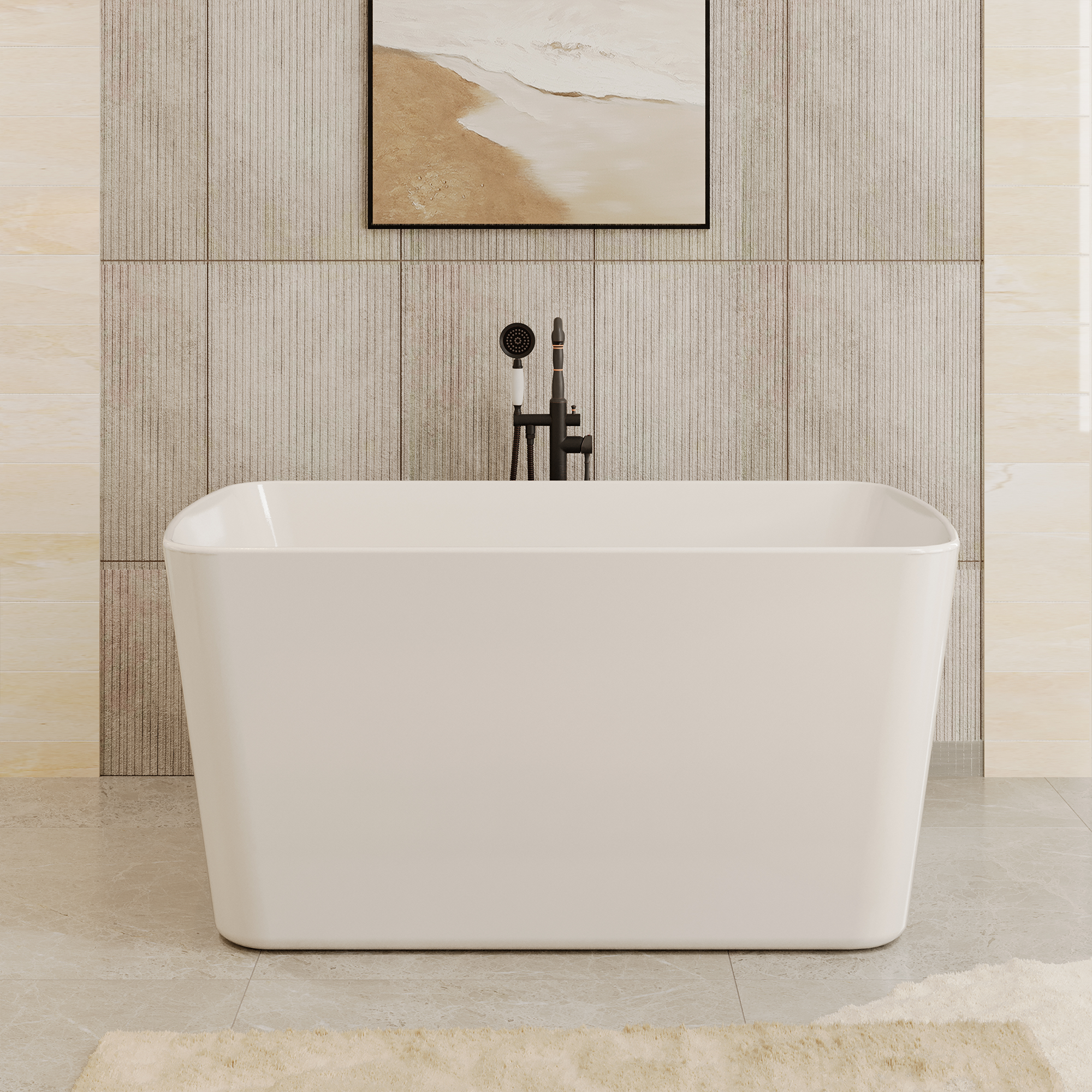 49" Acrylic Freestanding Japanese Soaking Hot Tub with Overflow and Drain