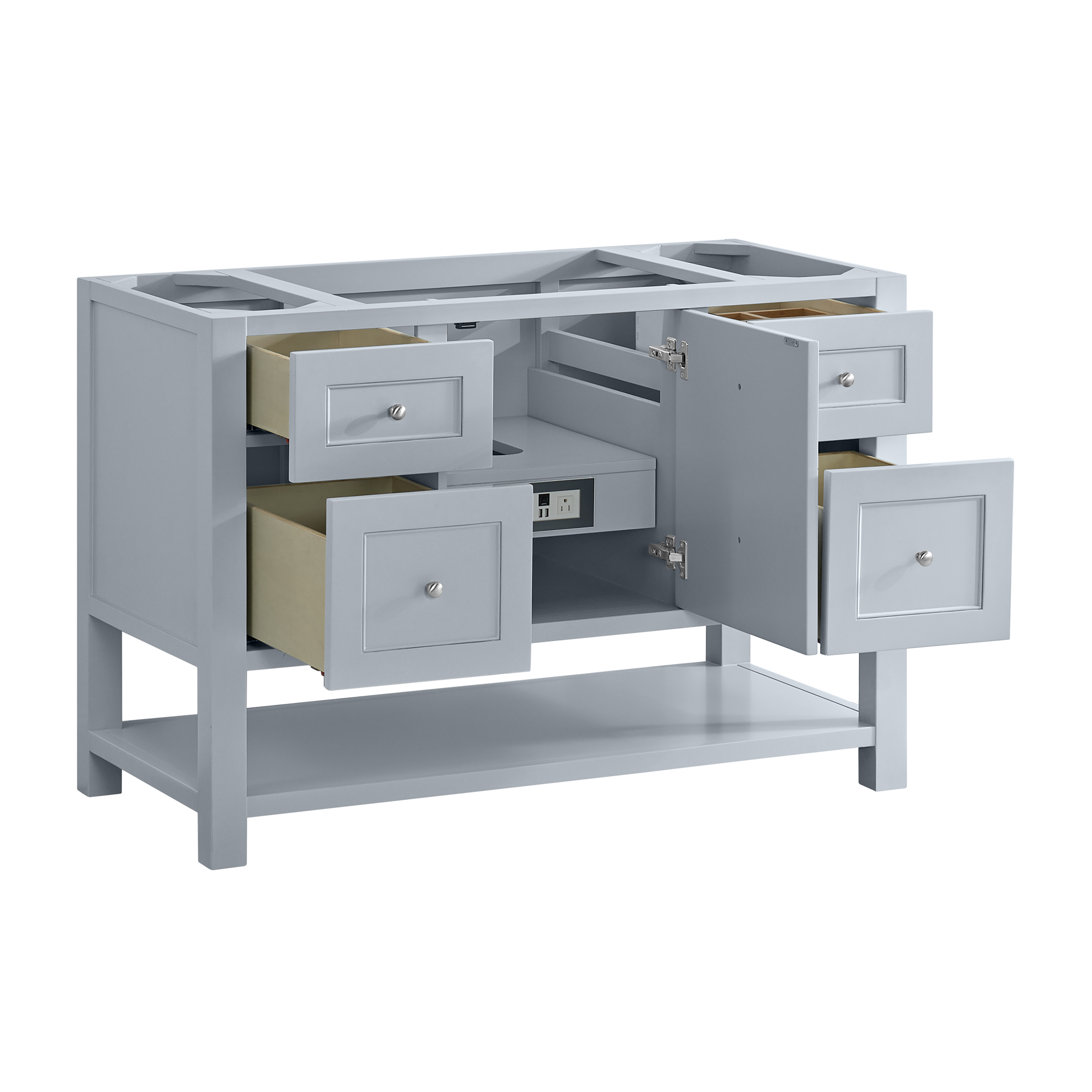 James Martin Breckenridge 48" Single Door Vanity Cabinet with Built in USB/120V Power Outlet, Serenity Blue