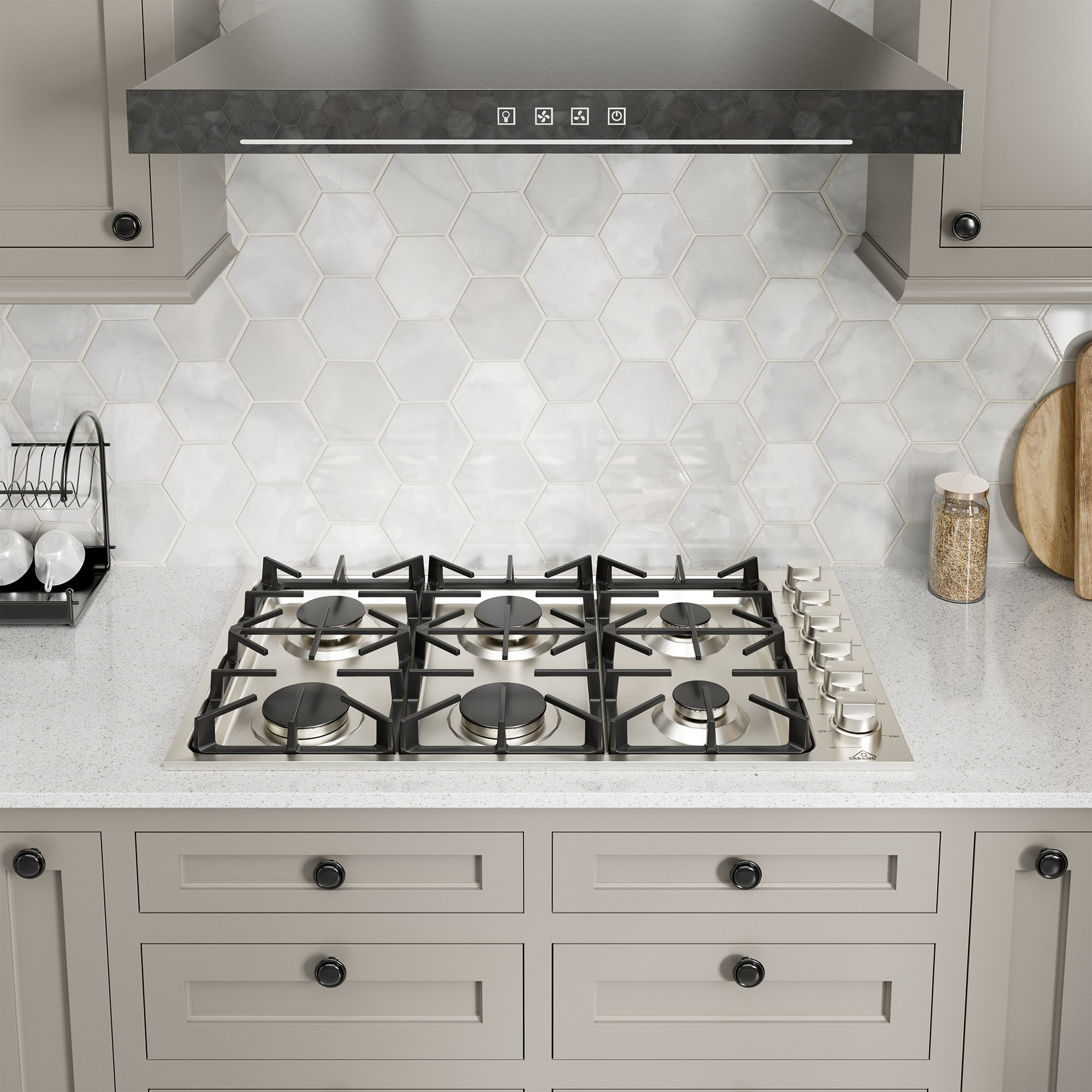 36-in 6 Burners Stainless Steel Gas Cooktop with LP Conversion Kit