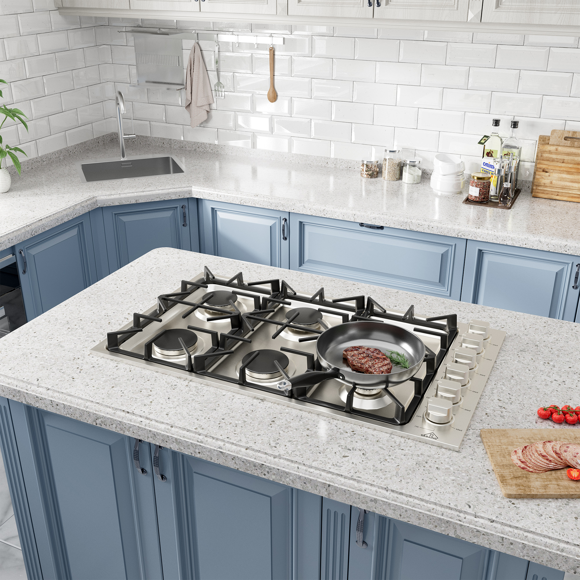 36-in 6 Burners Stainless Steel Gas Cooktop with LP Conversion Kit