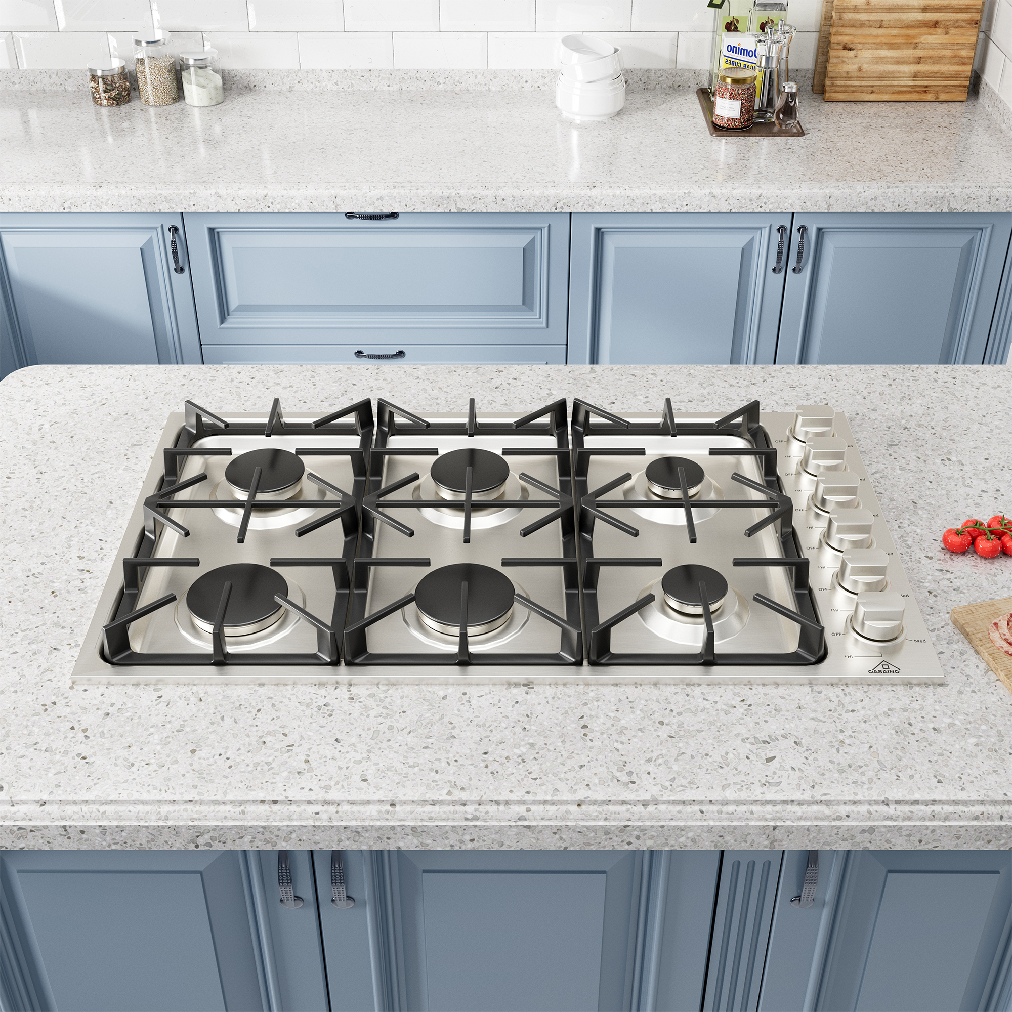 36-in 6 Burners Stainless Steel Gas Cooktop with LP Conversion Kit