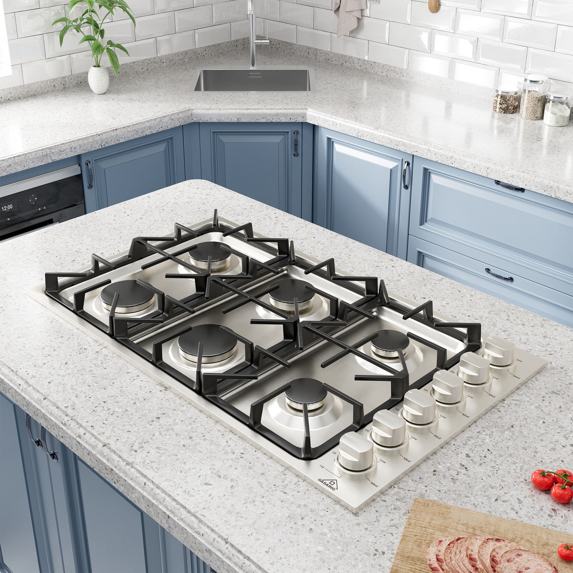 36-in 6 Burners Stainless Steel Gas Cooktop with LP Conversion Kit