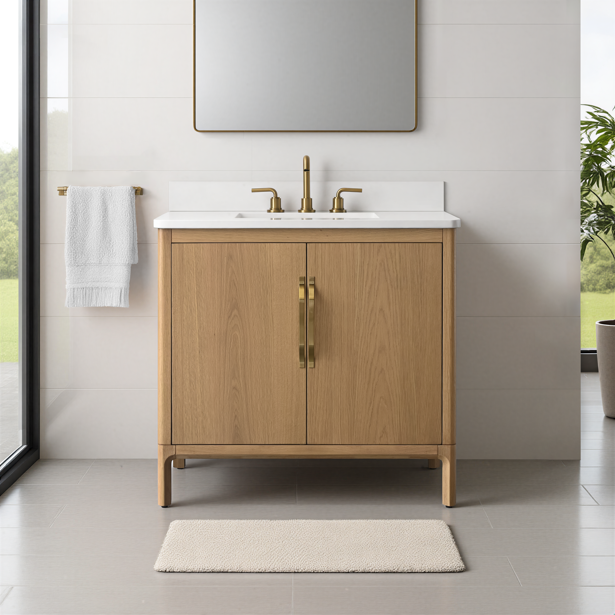 36-inch Freestanding Bathroom Vanity with Engineered Stone Top