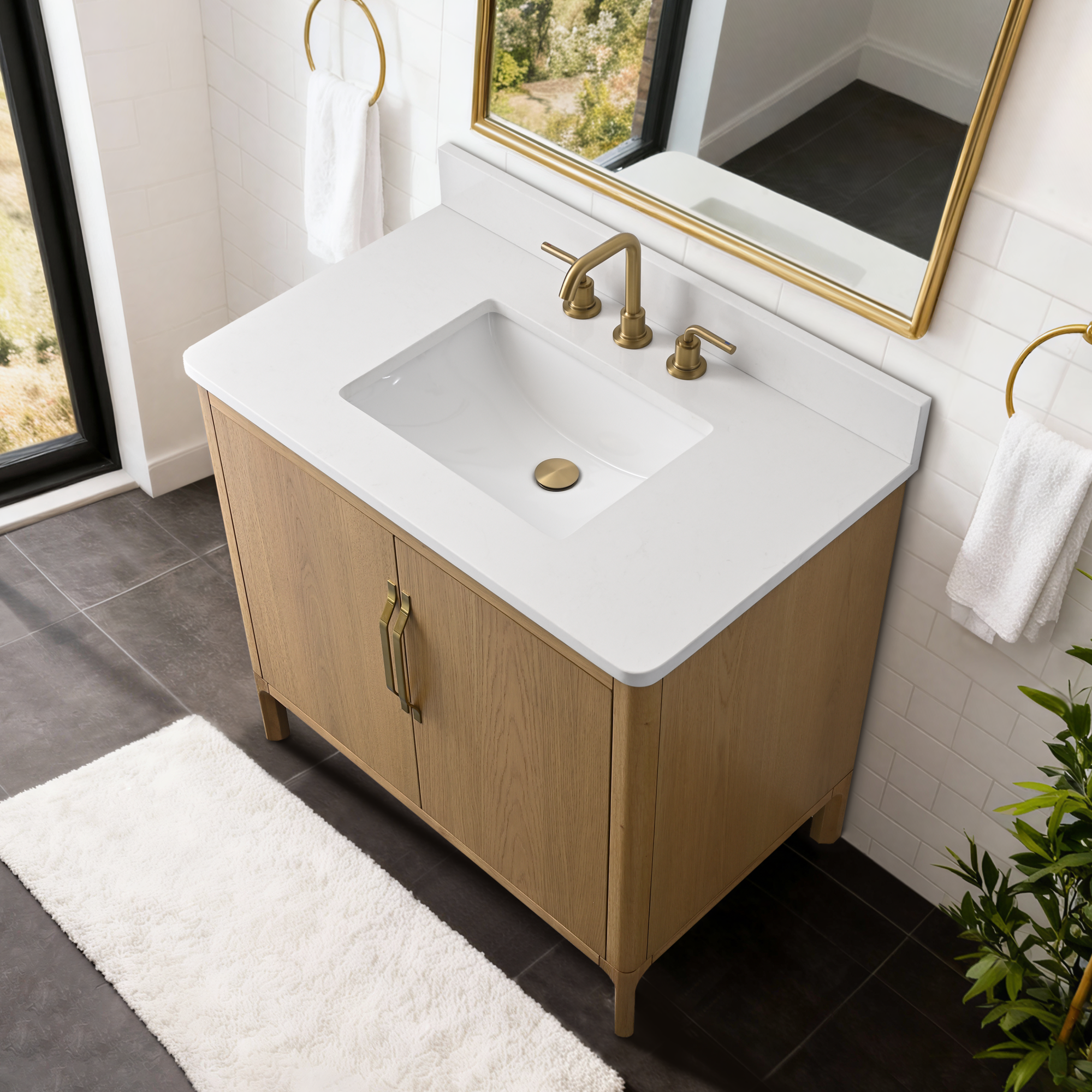 36-inch Freestanding Bathroom Vanity with Engineered Stone Top
