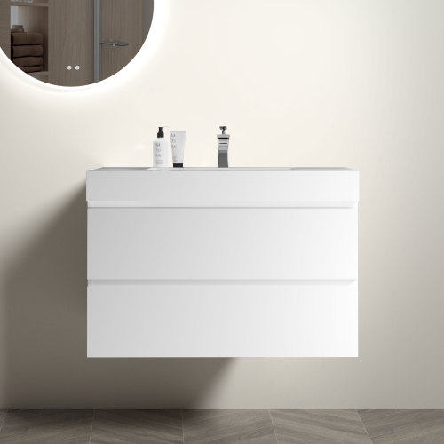 24"/30"/36" White Floating Bathroom Vanity with Sink and Large Storage