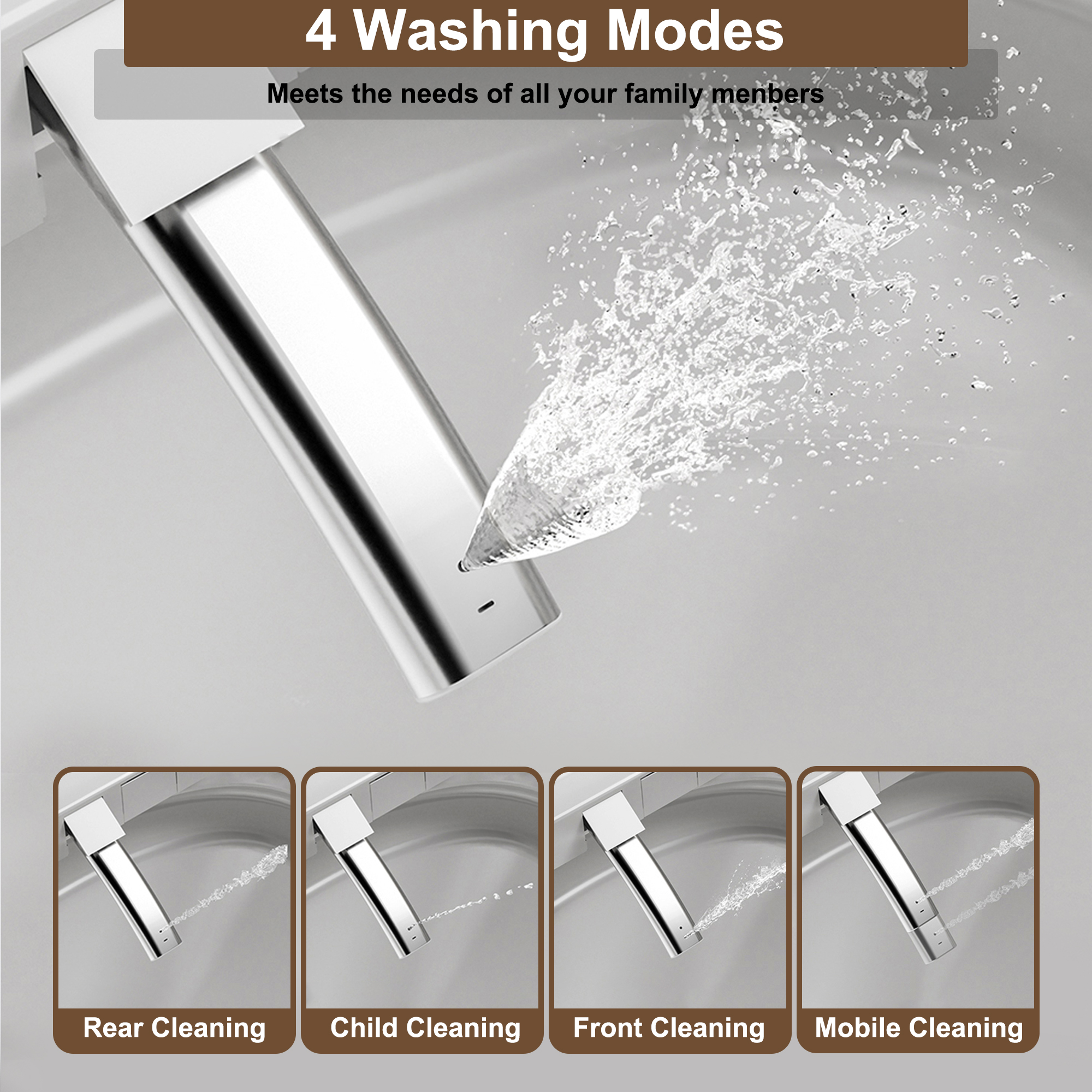 Black & White Smart Built-in Tank Bidet Toilet with Foot-Touch Lid Opening