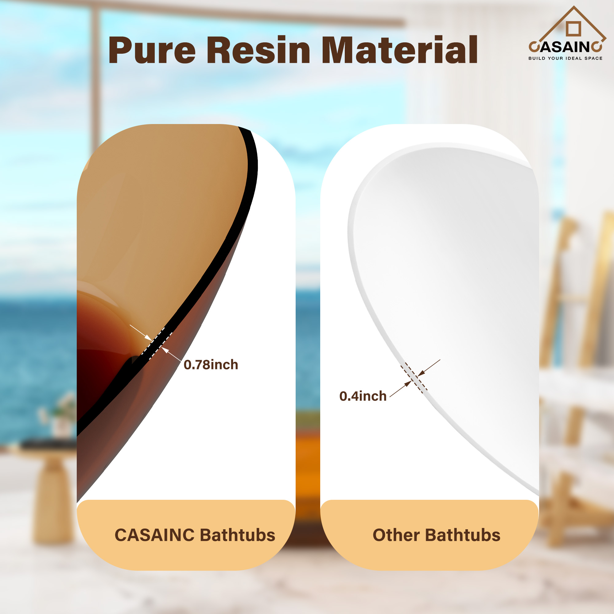 59"/67" Egg-Shaped Transparent Pure Resin Adult Freestanding Bathtub