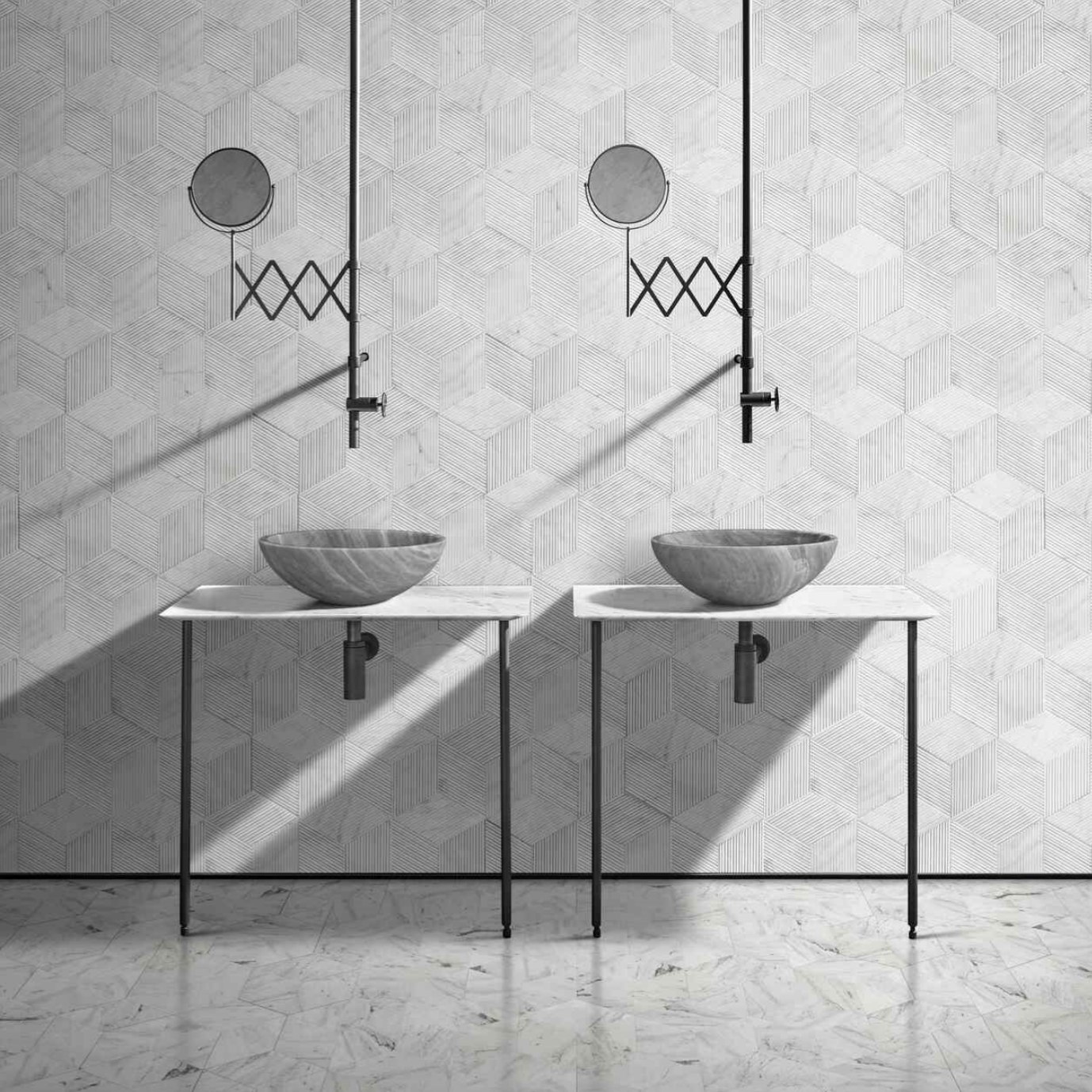 15.7" Polished Natural Marble Round Vessel Sink for Bathroom Countertops in Beige Gold/White Natural/Gray/Green