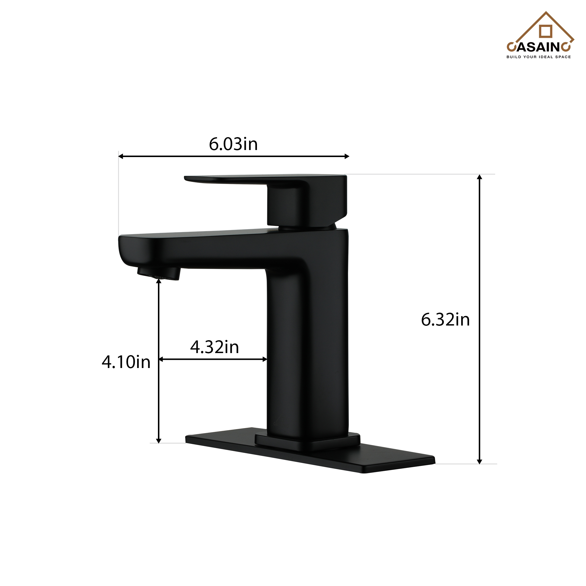 Single Handle Bathroom Basin Faucet with Drainer and Deckplate