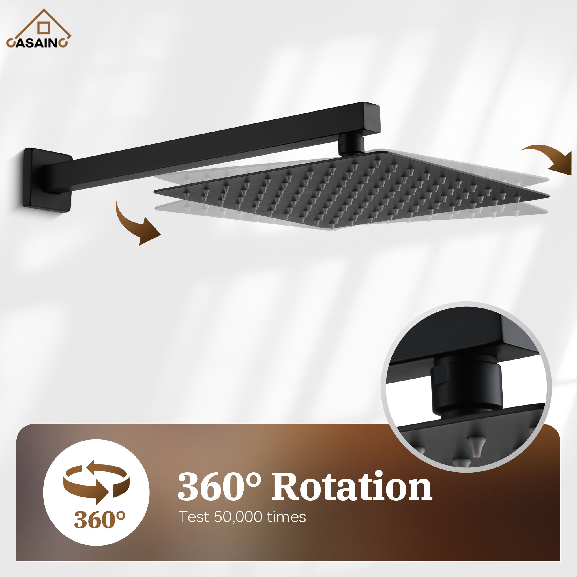 10" Wall Mount Rain Shower Shower System With Hand Shower & Slide Bar