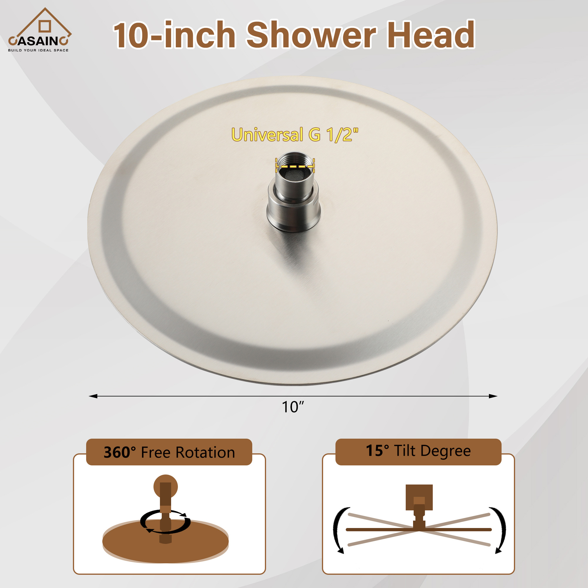 10"/12" Round Rain Shower Head Stainless Steel Rain Showerhead