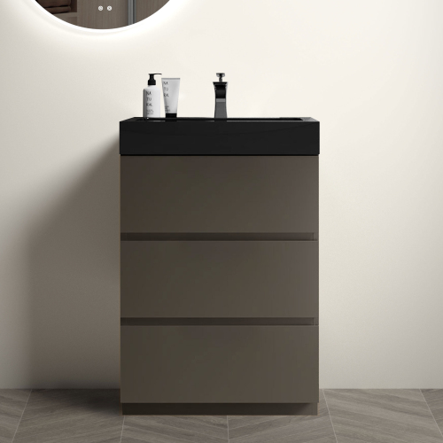 24"/30"/36" Gray Freestanding Bathroom Vanity with One-Piece Sink Basin