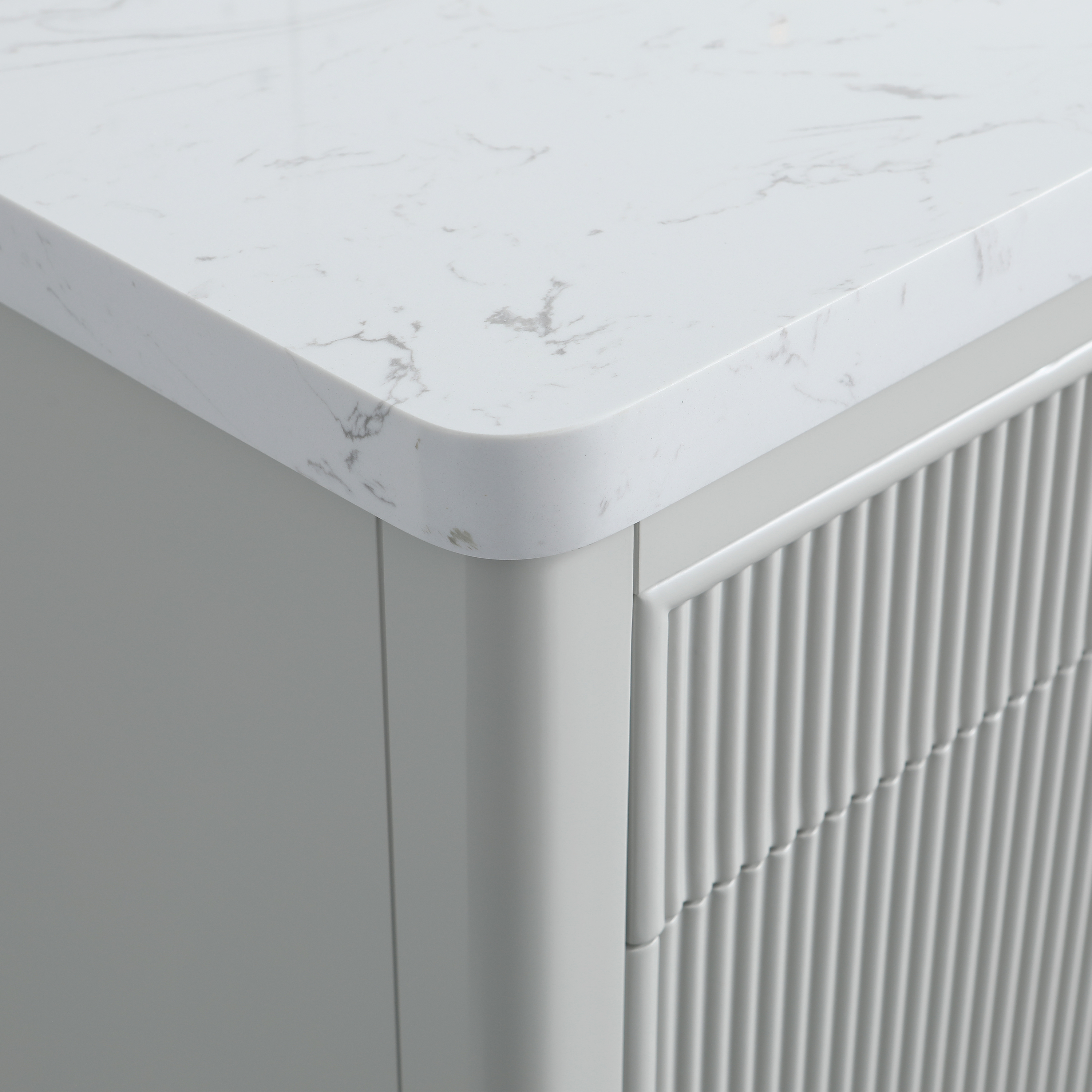 30"/36"/48" Freestanding Single Sink Bathroom Vanity with Solid Wood Construction & Marble Top