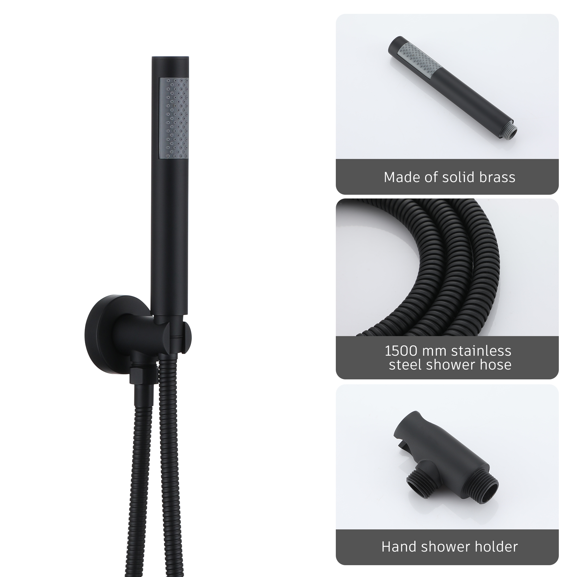 10" Matte Black Rain Shower System with Hand Shower