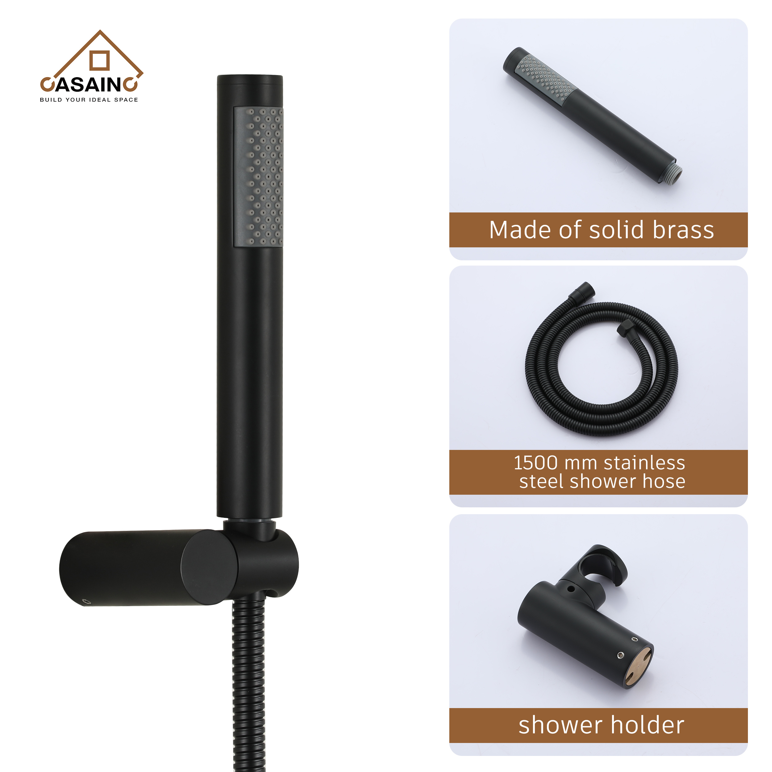 10" Matte Black Built-in Rainfall Shower System with Hand Shower