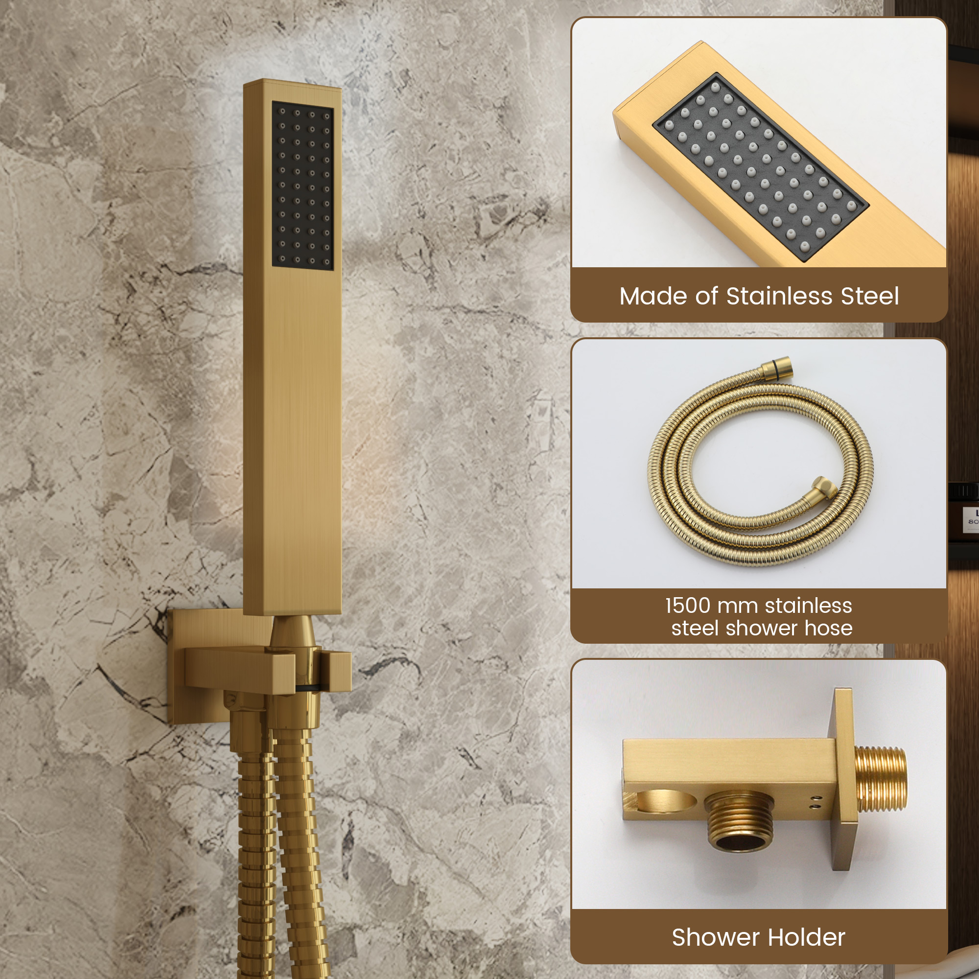 10" Wall Mounted Dual Shower Head Rain Shower System with Tub Spout