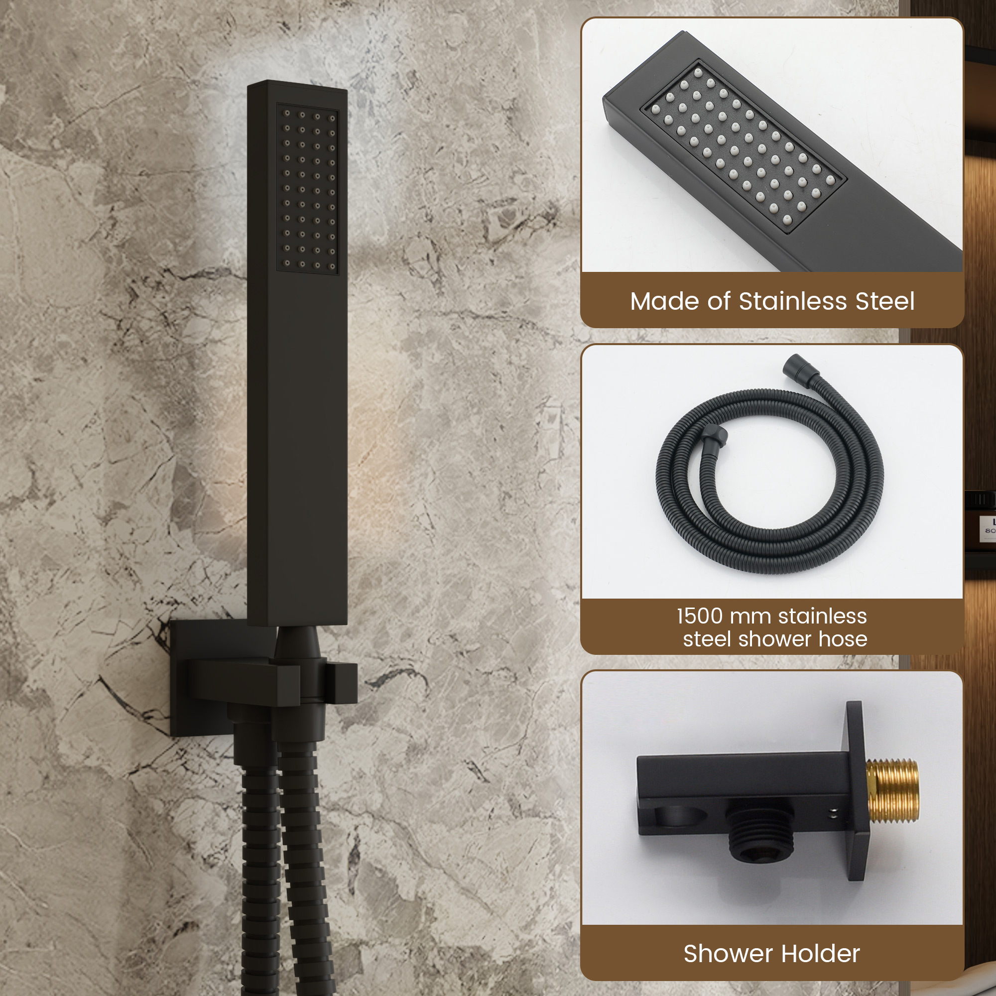 10" Wall Mounted Dual Shower Head Rain Shower System with Tub Spout