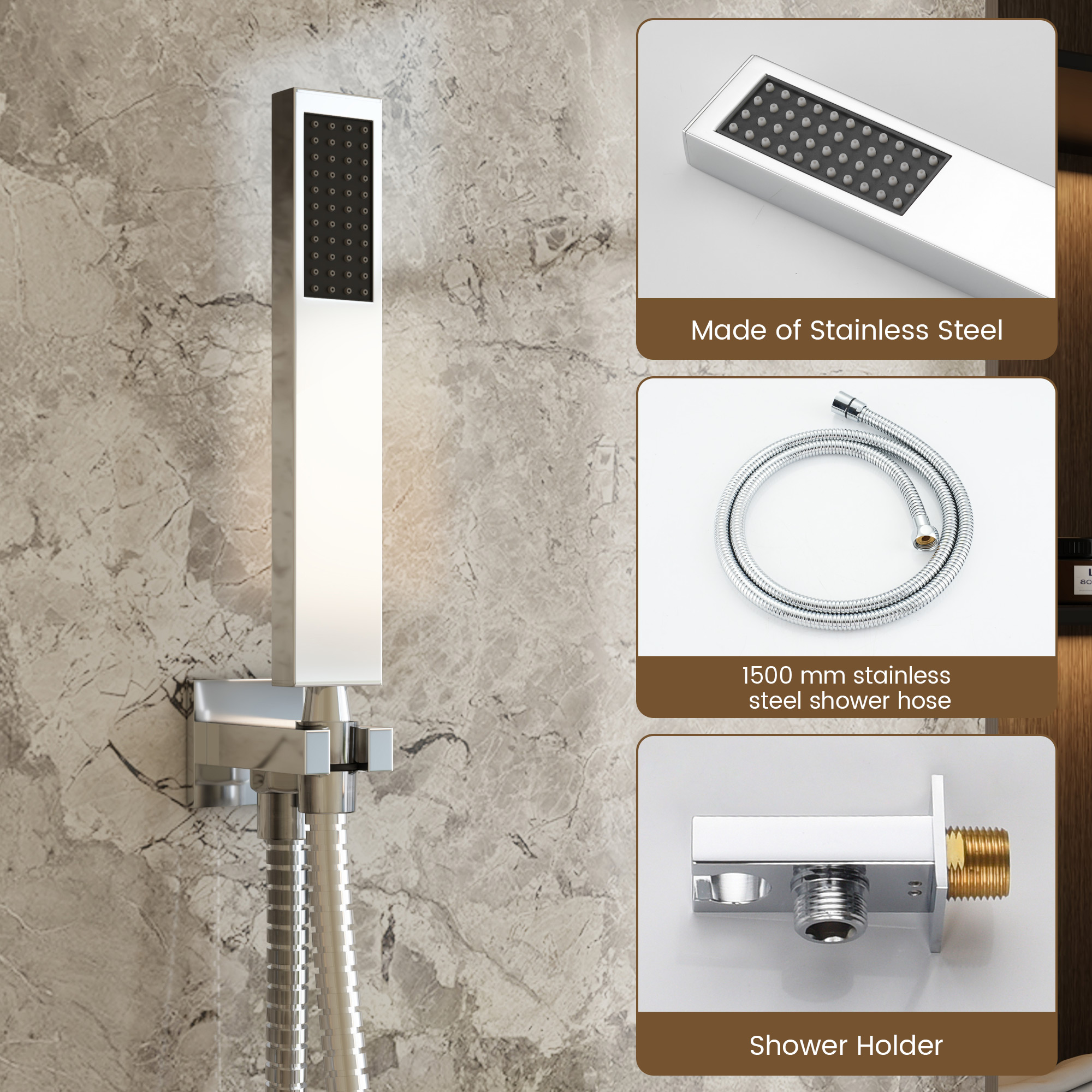 10" Wall Mounted Dual Shower Head Rain Shower System with Tub Spout