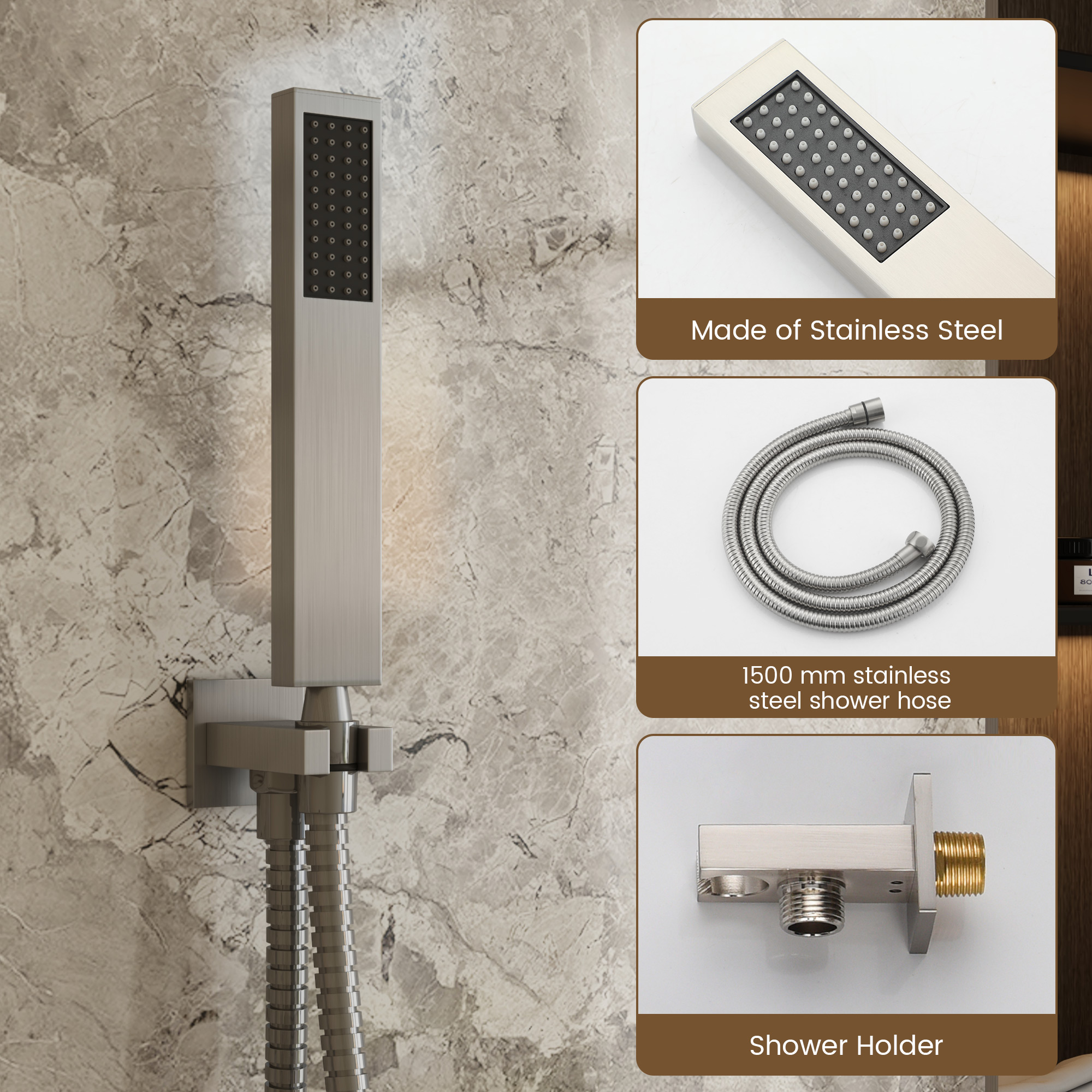 10" Wall Mounted Dual Shower Head Rain Shower System with Tub Spout