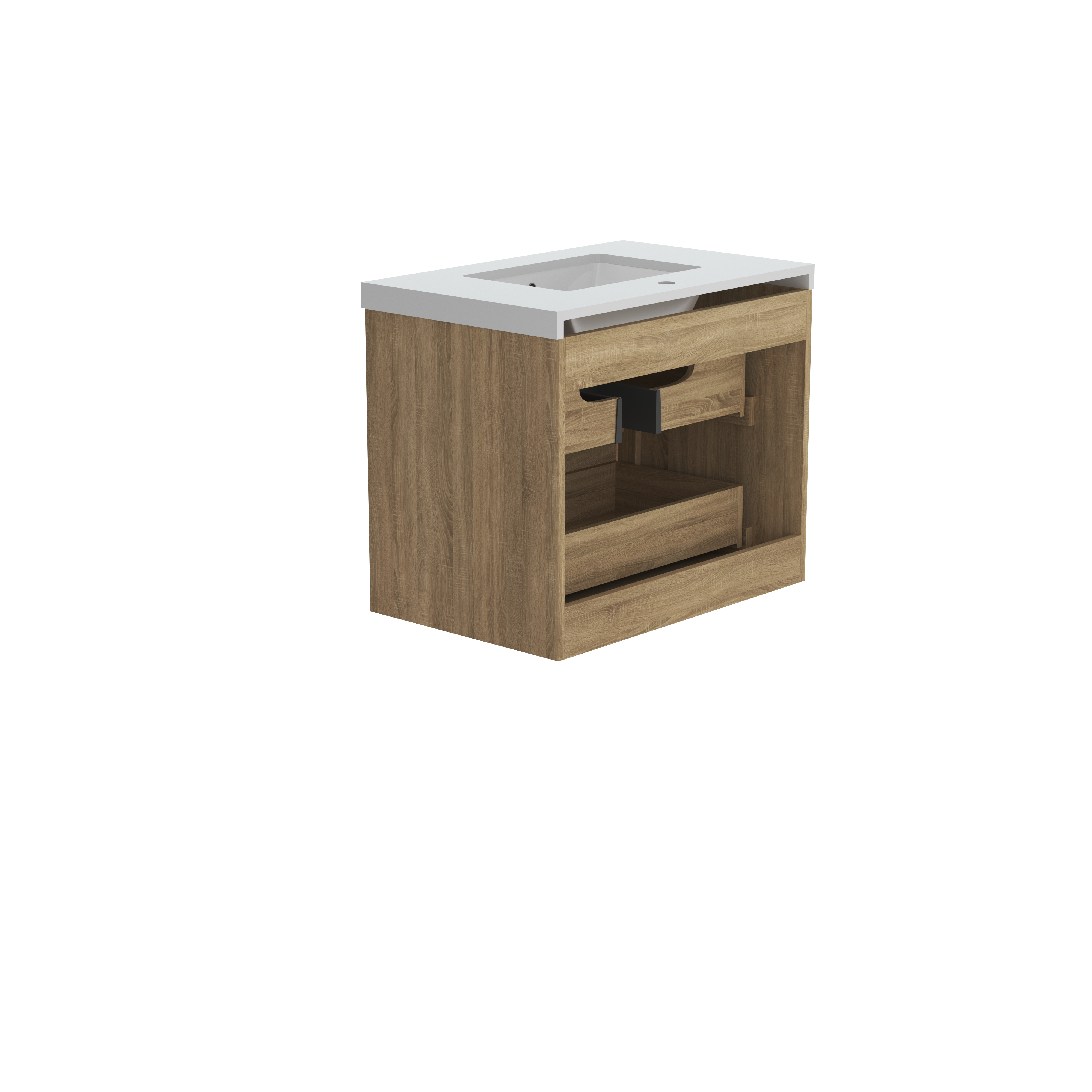 30" Wall-mount Single Sink Bathroom Vanity with Marble Top