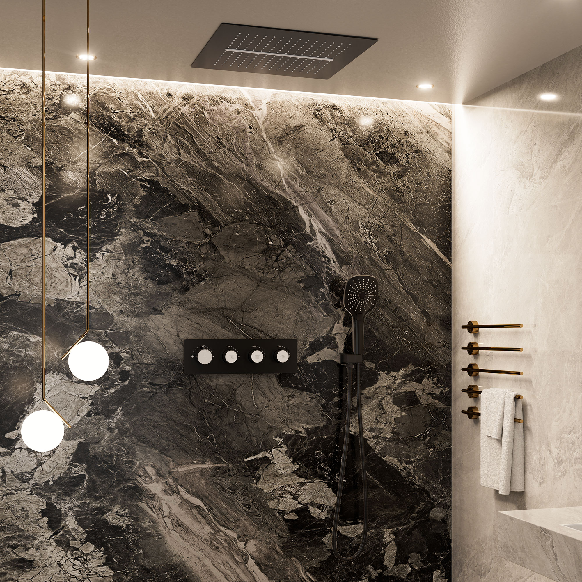 16'' Concealed Multi-Function Shower System 3-Spray Modes Showerhead