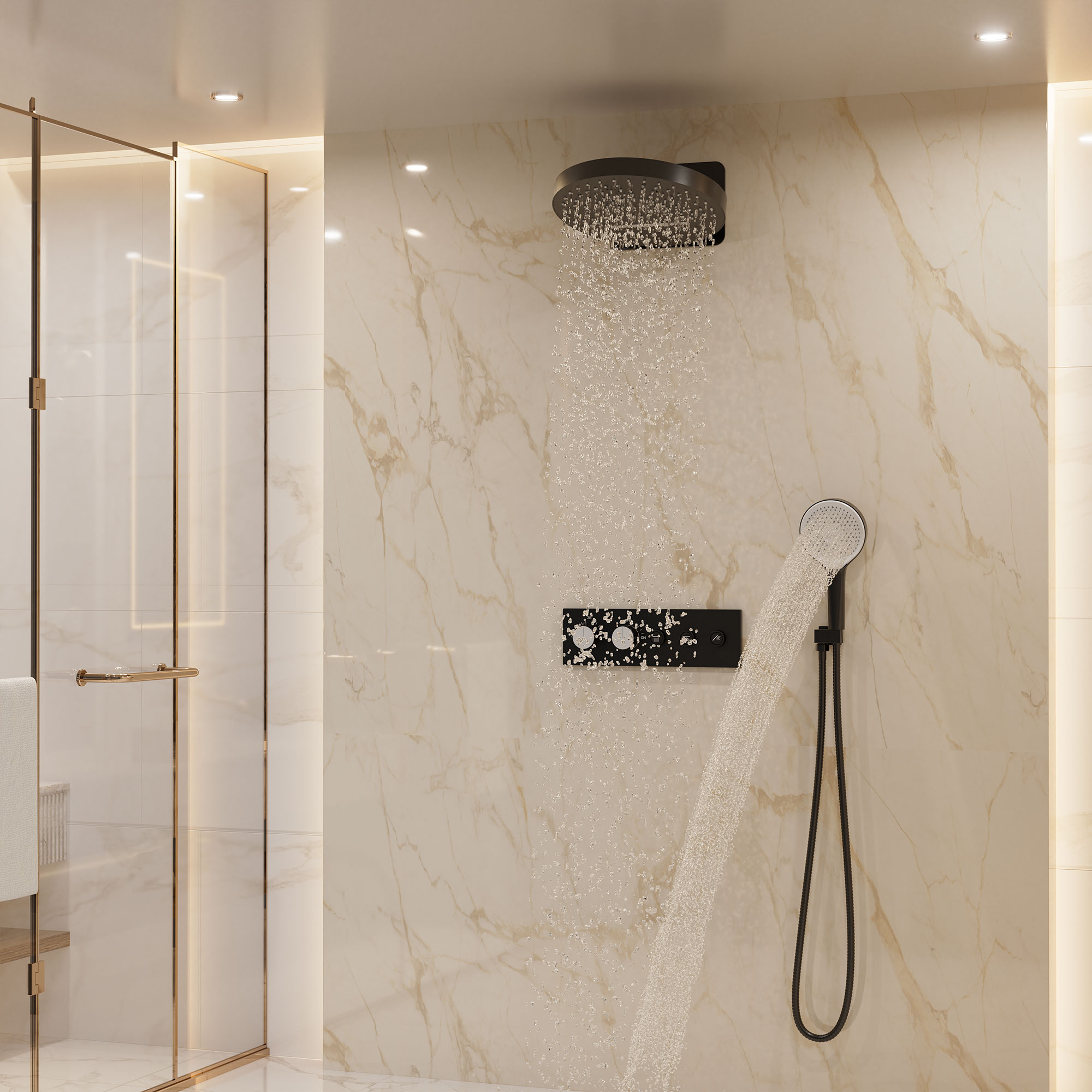 16'' Round Rainfall Multifunctional Shower System With 3-Spray Modes