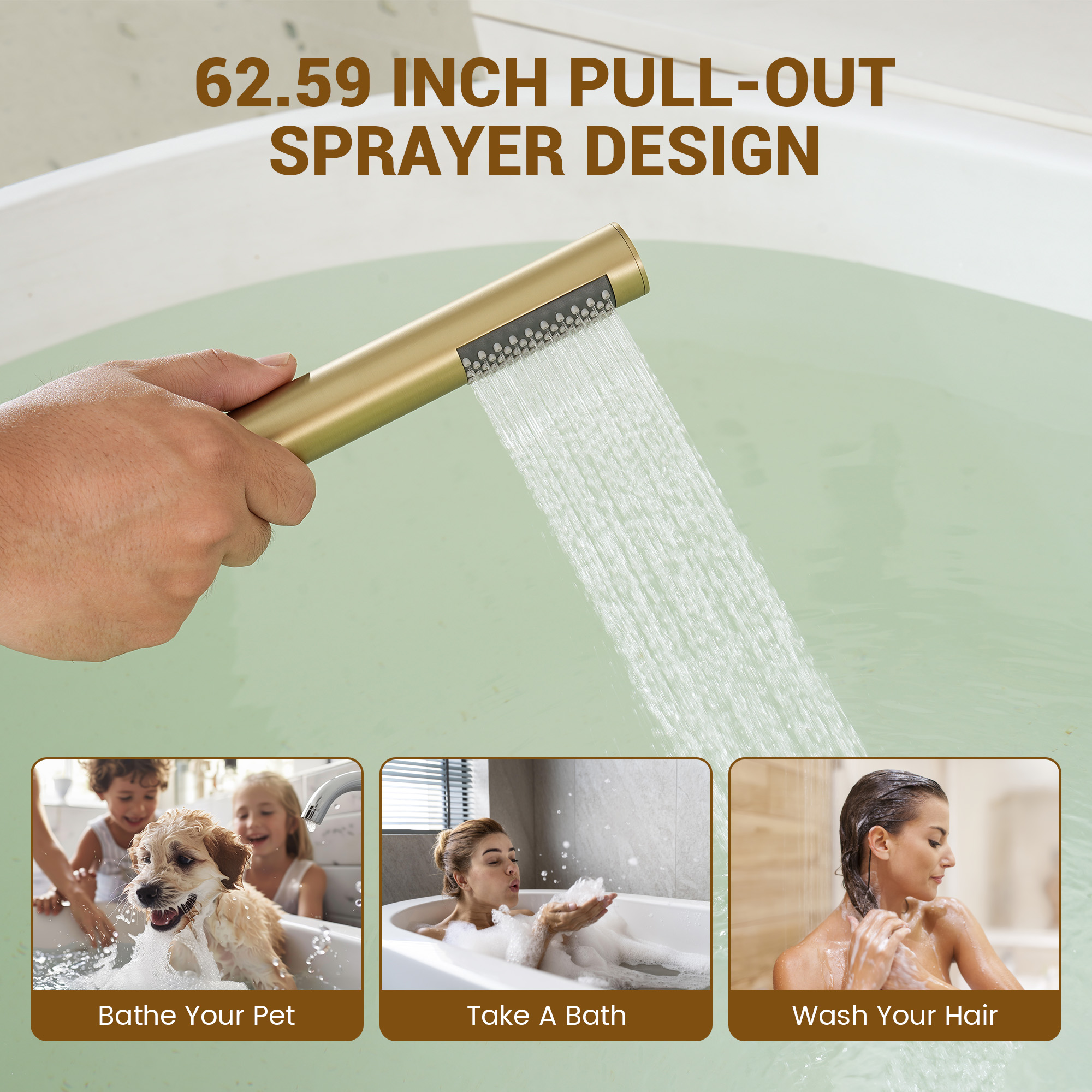 2-Handle Waterfall Roman Tub Faucet with Handheld Shower