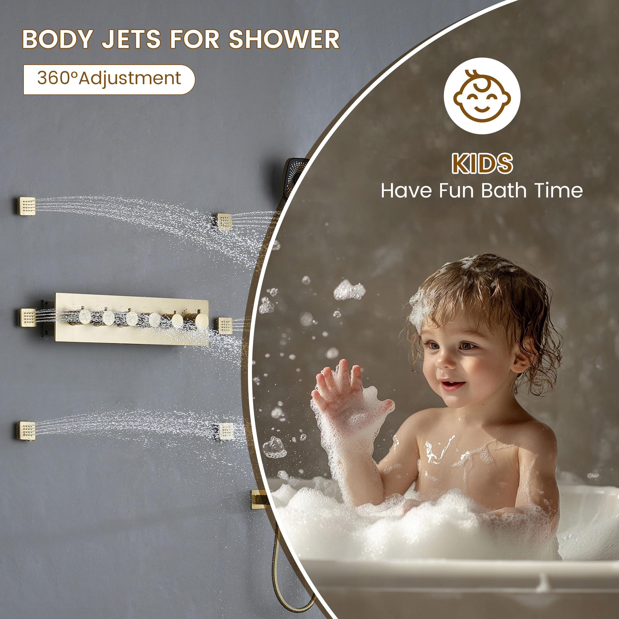 32*24-inch Luxury Shower System with Body Jets & LED Lights