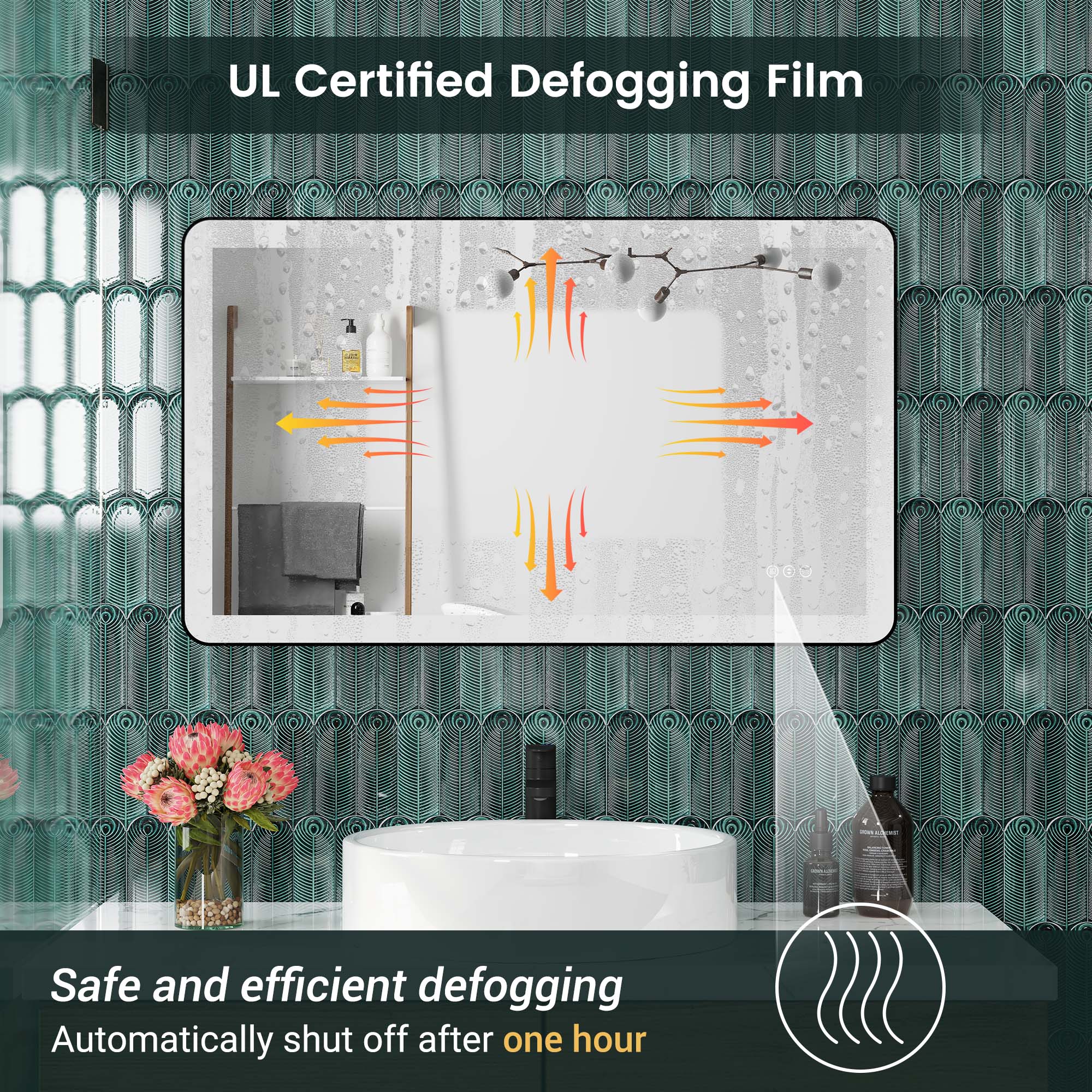 Anti-Fog LED Bathroom Mirror with Aluminum Frame