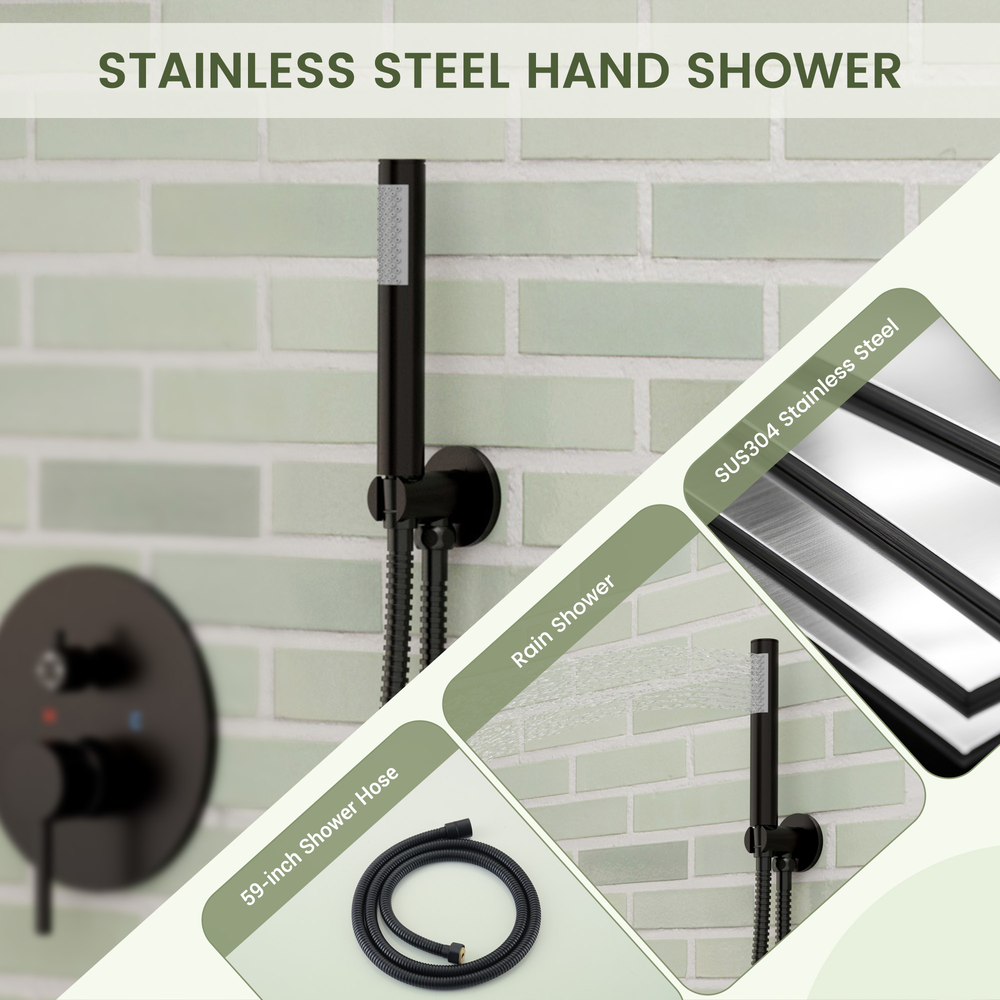 10-inch 4-Function Wall-Mounted Dual Shower System with Tub Filler