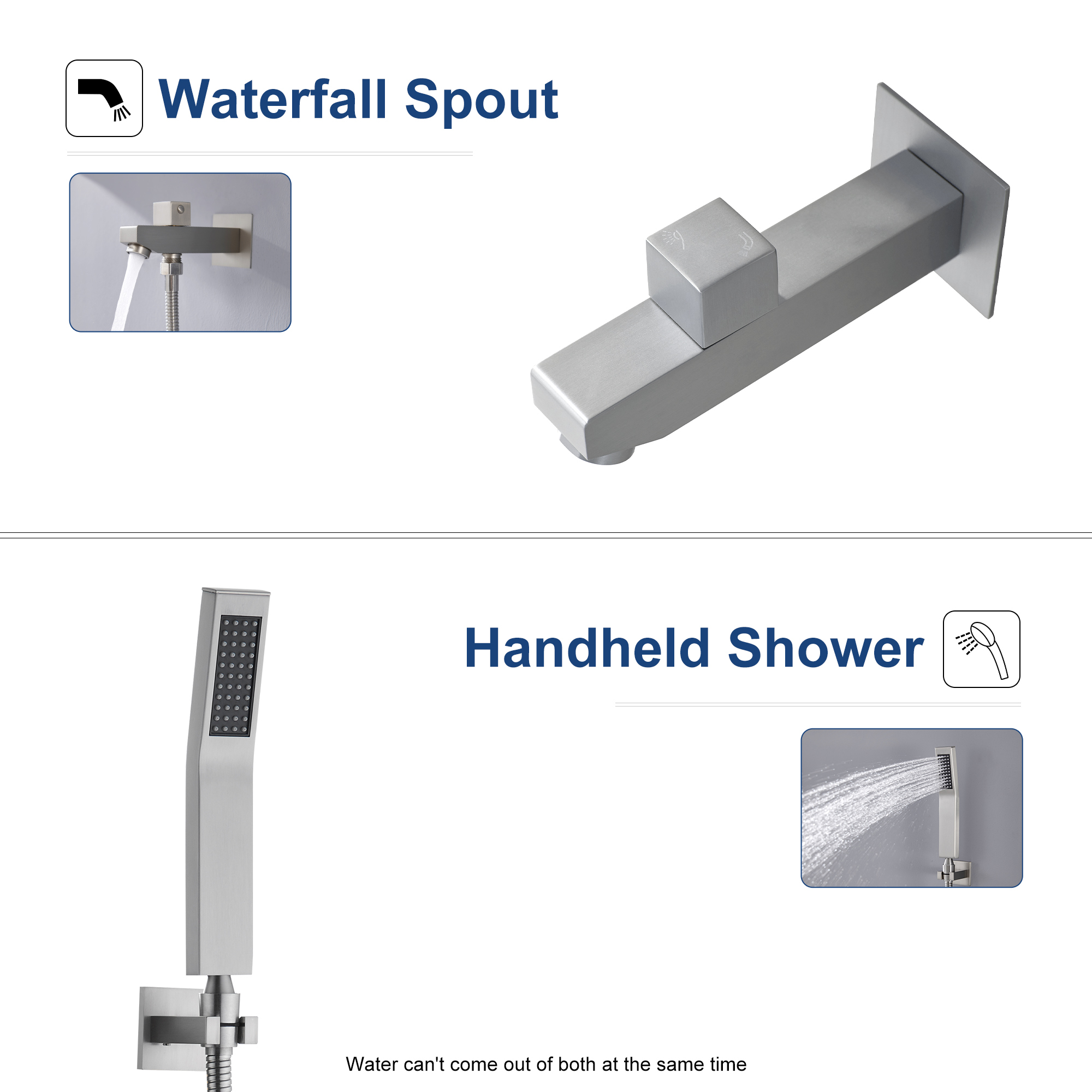 16" Ceiling-Mount 4-Way Shower System with LED Display and Music Player