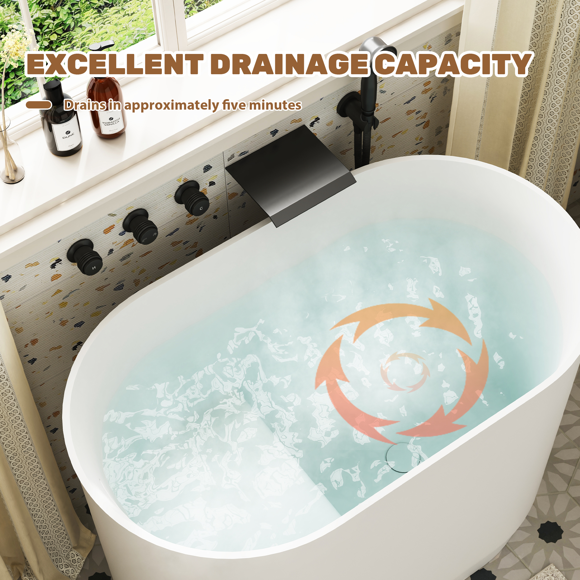 39" Small Freestanding Oval Solid Surface Soaking Bathtub with Built-In Seat - Tangent